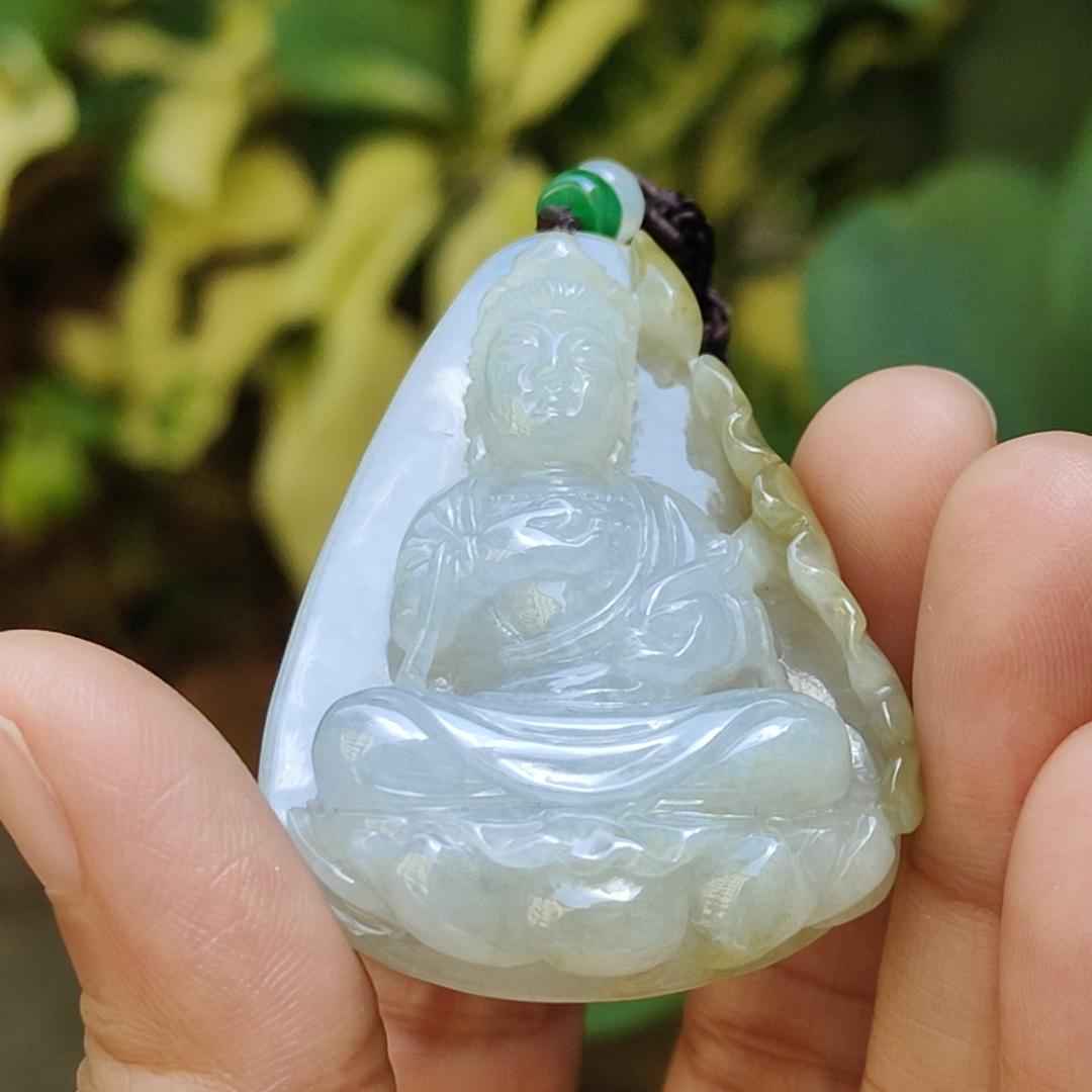 Crafted as Guanyin with Yellow Natural Type A Jadeite Jade Pendant Necklace, certificate weighs 36.58 grams, measurement 53.5 * 36.9 * 12 mm (pendant310) Yi Pin Qian Jadeites Jade Jewelry ~Your Precious Quintessential ~ Singapore