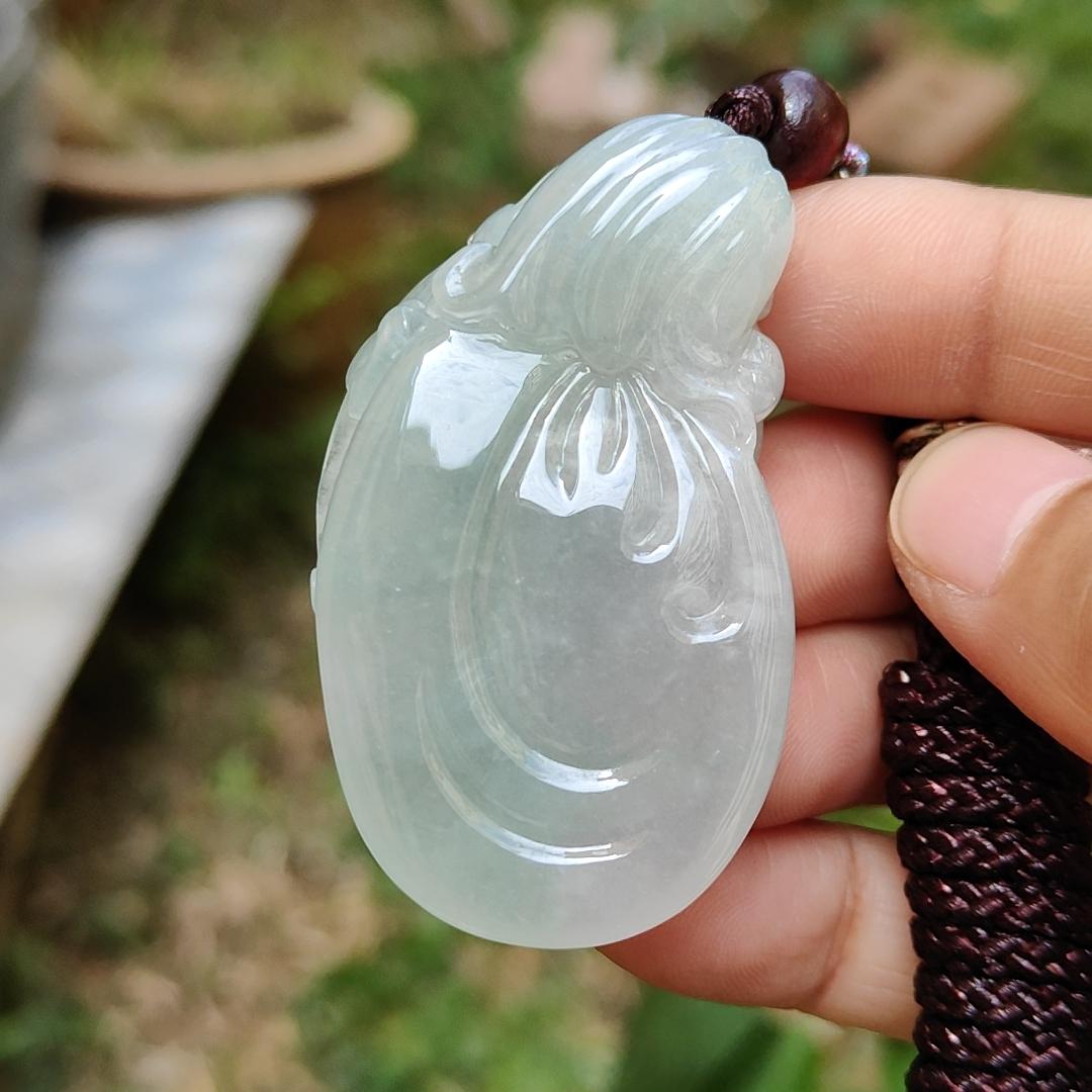 Limited Time Offer Semi Icy Premium Natural Type A Jadeite Jade crafted with pixiu as pendant, certificate weigh 30.20 grams, measurement 53.5 * 30.3 * 14.8 mm (pendant200) Yi Pin Qian