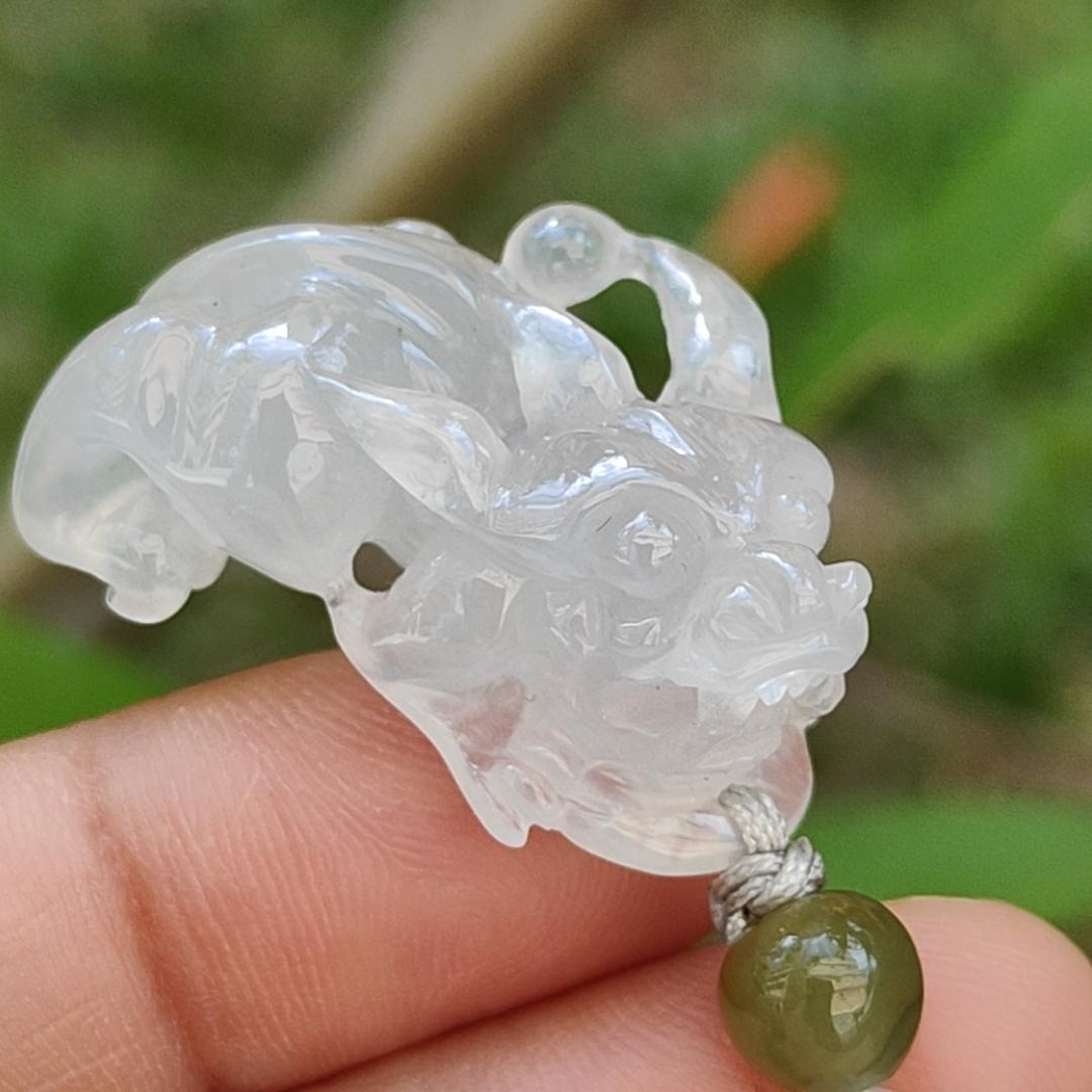Special Offer Icy Translucent crafted as Pixiu Natural Type A Jadeite Pendant Necklace with certificate weigh 9.39 grams, 30 * 16.3 * 13.4 mm, symbols of Bring in money, keep you safe and healthy, suitable for daily wear or collection (pendant45) Yi Pin Qian