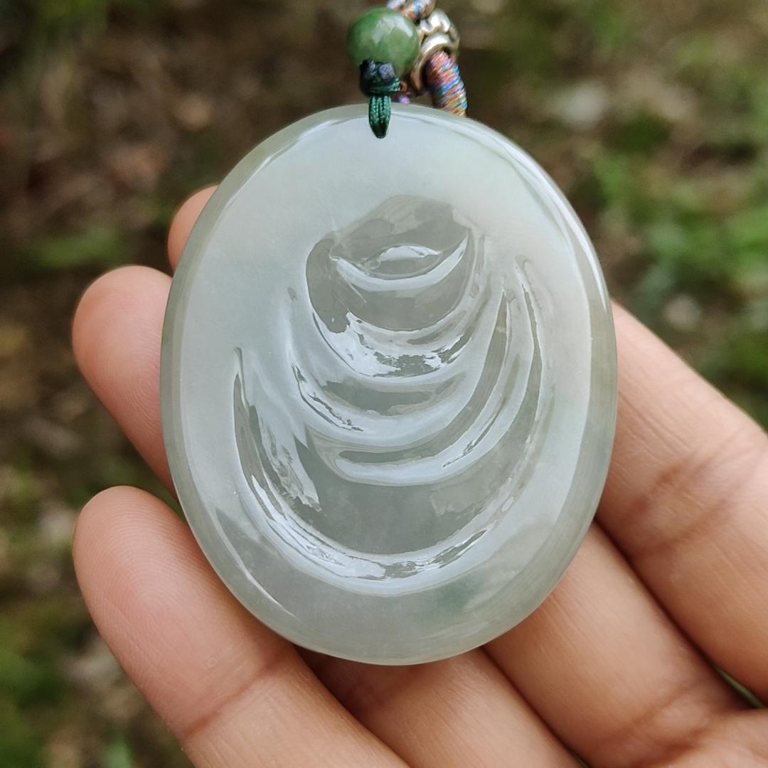 High Quality Natural Type A Jadeite Jade crafted as Ruyi Milo Buddha as Pendant, certificate weighs 47.74 grams, measurement 50.2 * 40.5 * 12.9 mm (pendant254) Yi Pin Qian