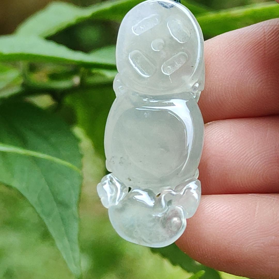 High Quality Icy Translucent Natural Type A Jadeite Jade crafted with Pixiu as Pendant, certificate weighs 6.86 grams, measurement 36.5 * 14.5 * 7.6 mm (pendant261) Yi Pin Qian