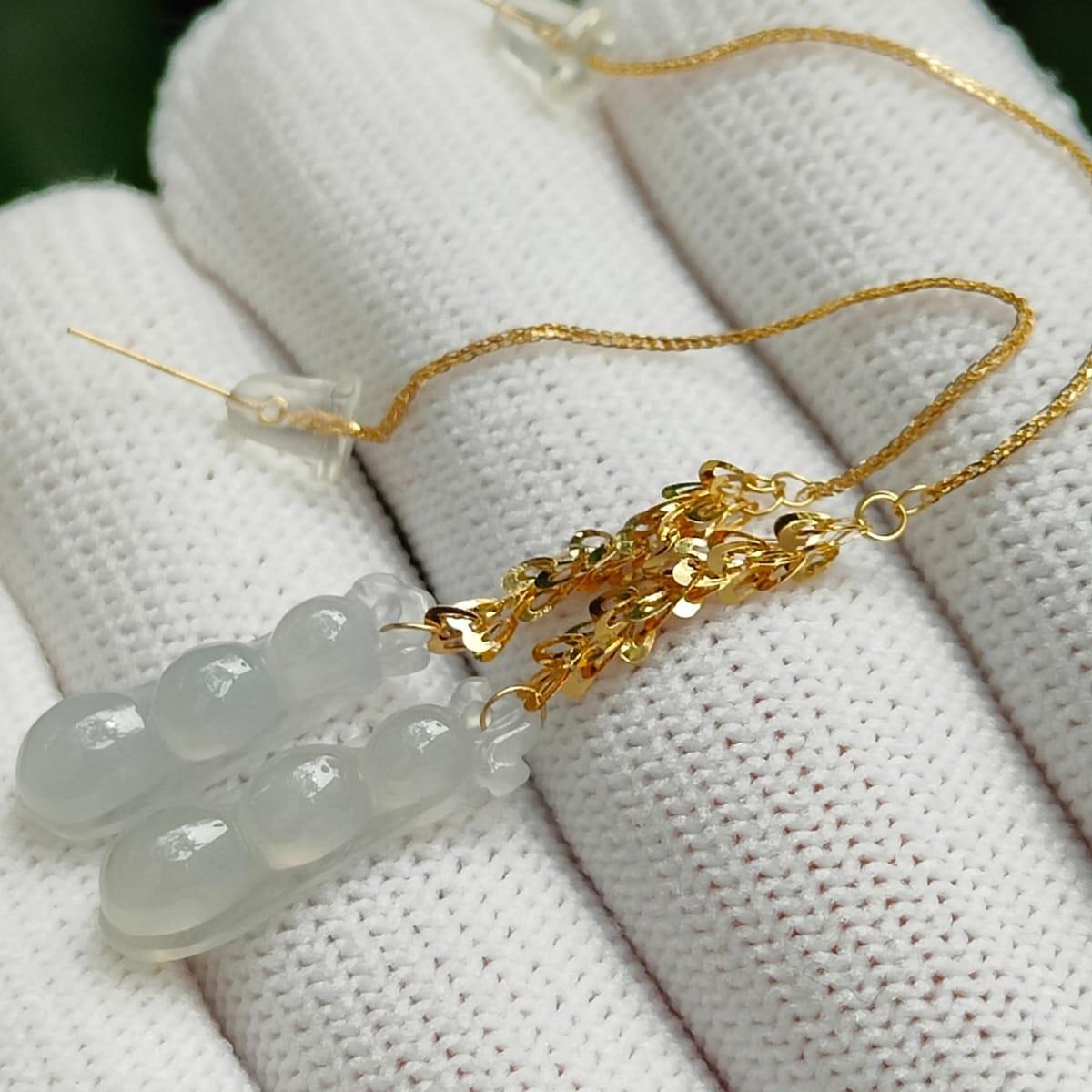 "Metal-Water Symphony" Jade Earrings (Sku: 18k13) Yi Pin Qian Jadeites Jade Jewelry ~Your Precious Quintessential ~ Singapore