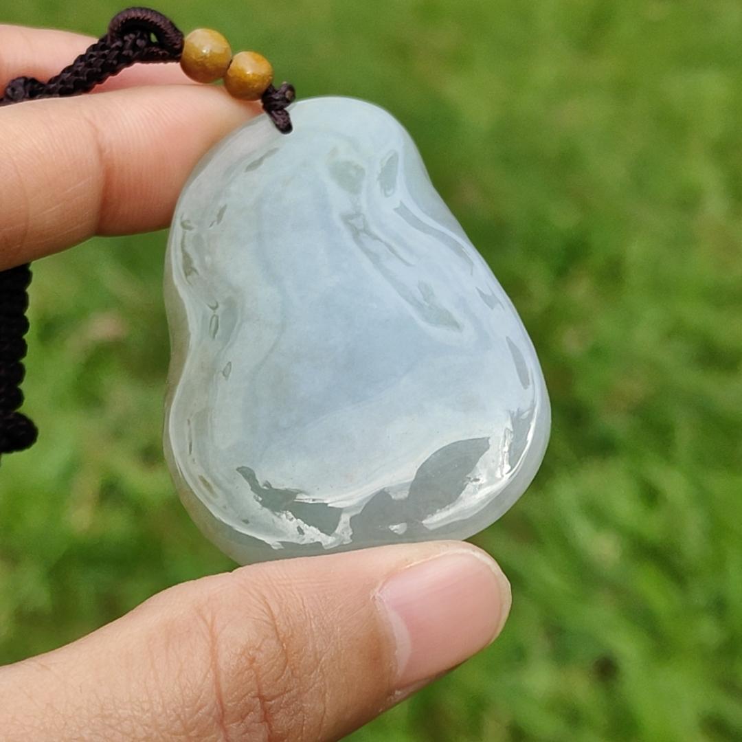 Light Green and Yellow Natural Type A Jadeite Jade Pendant Necklace crafted with Guanyin, certificate included weigh 34.84 grams, Measurement 52 * 35.9 * 11.1 mm (pendant176) Yi Pin Qian