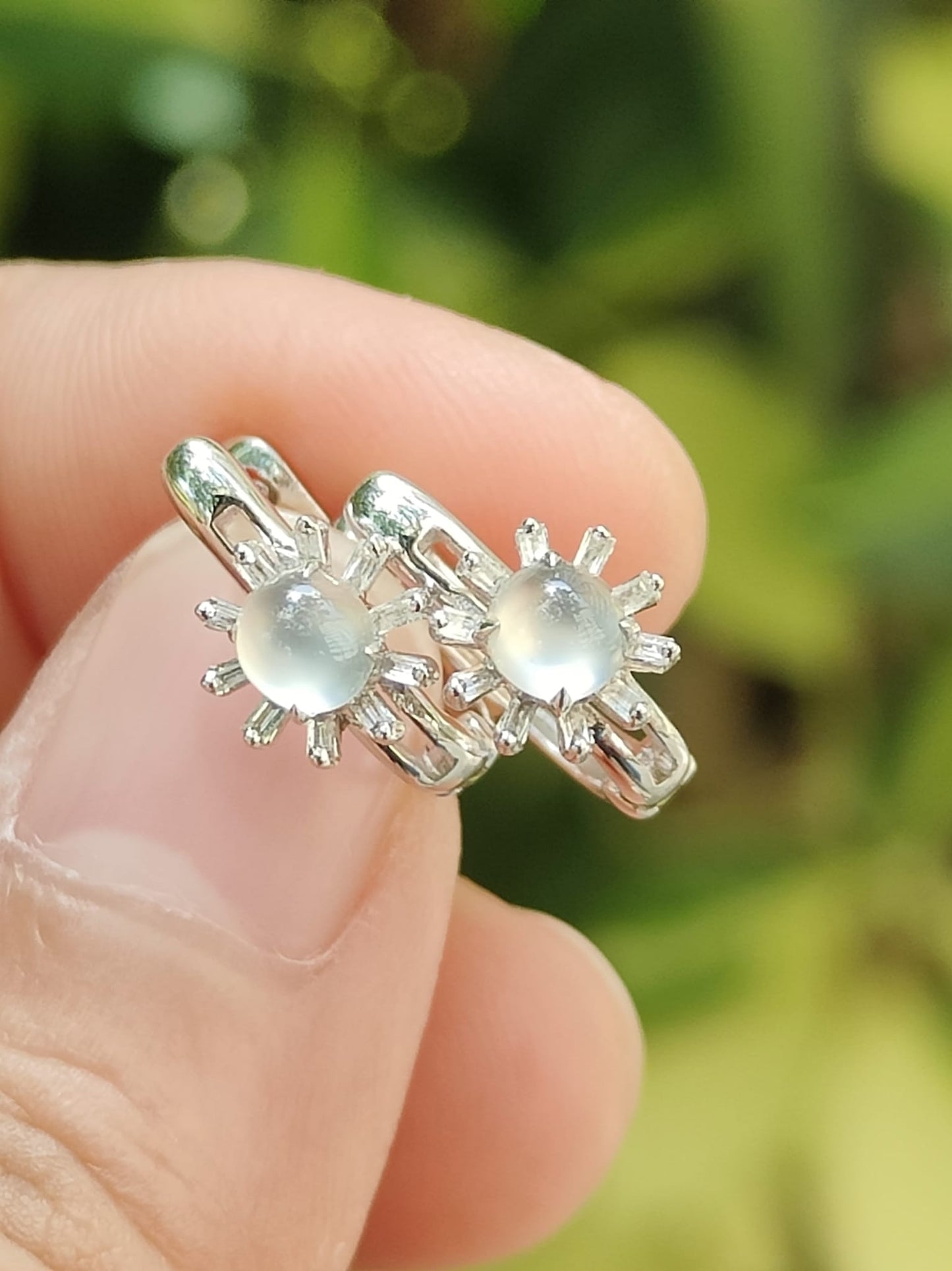 18k White Gold & Glacial Jadeite Cabochon Earrings – Certified Heirloom Luxury (SKU: 18k09) Yi Pin Qian Jadeites Jade Jewelry ~Your Precious Quintessential ~ Singapore