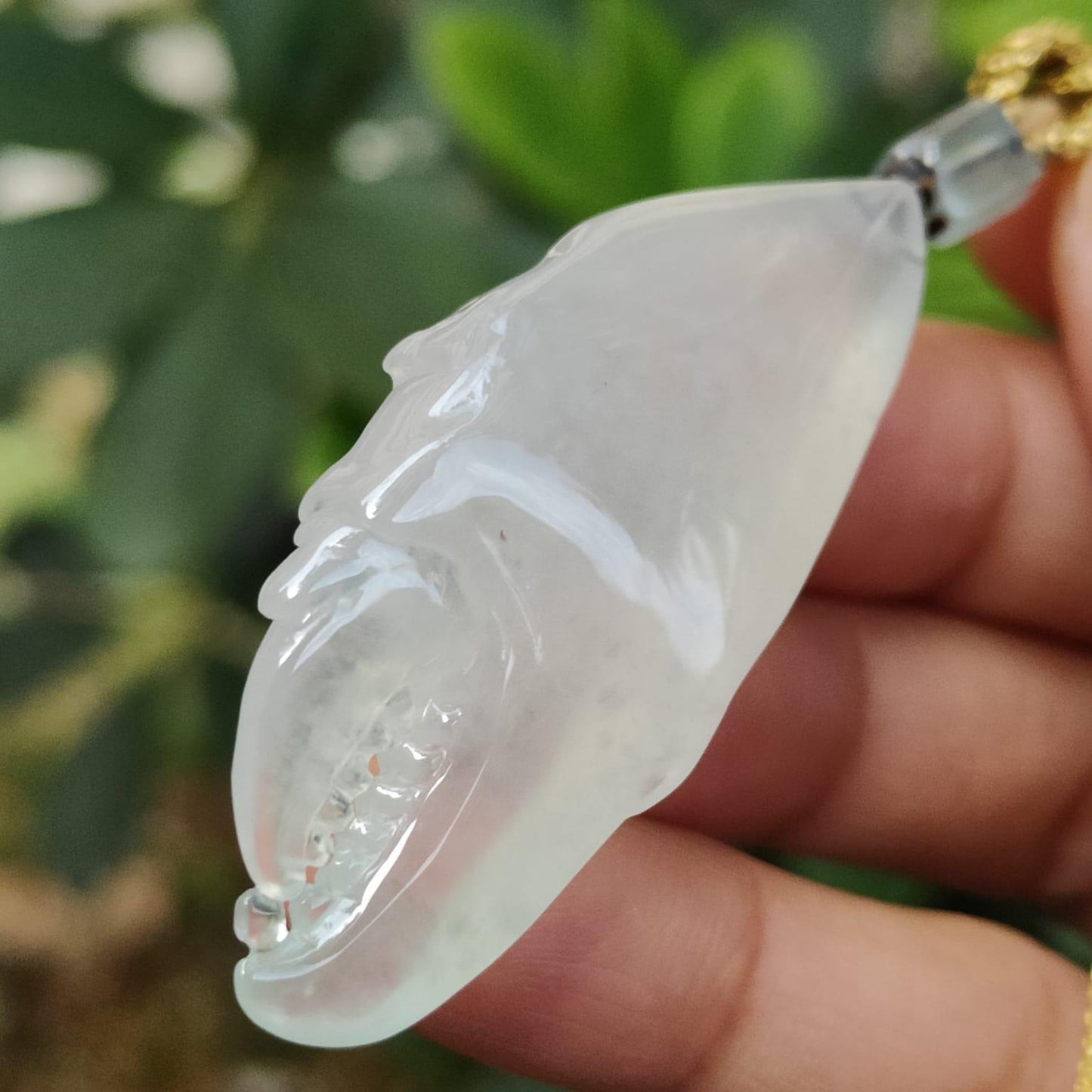 Crafted as Crab Claws Pendant on Premium Fine Quality Natural Type A Jadeite Jade certificate weighs 14.16 grams, measurement 49.2 * 19.5 * 10.8 mm (pendant355) Yi Pin Qian Jadeites Jade Jewelry ~Your Precious Quintessential ~ Singapore