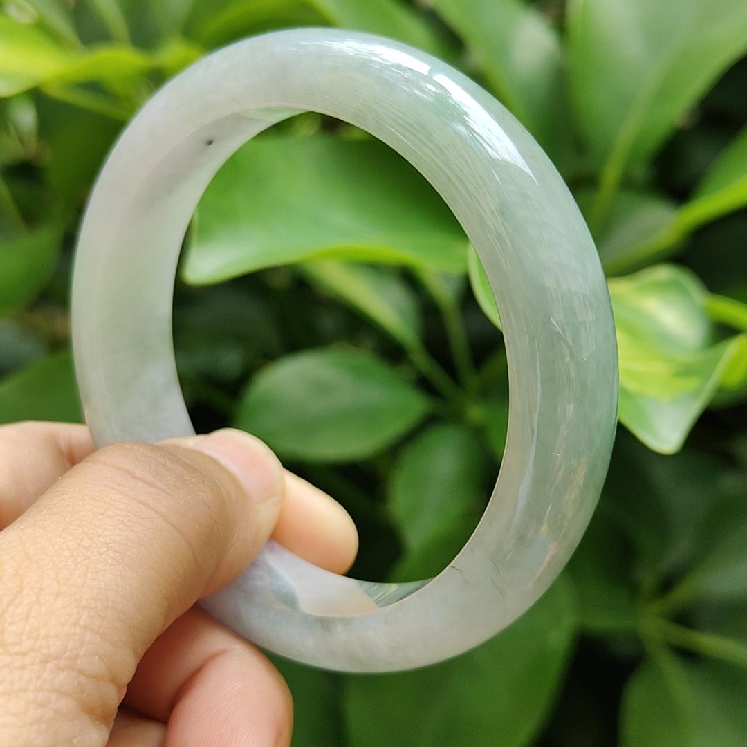 High Quality Light Lavender, Light Green Natural Type A Jadeite Jade Peace Bangle Wrist Size 53.7 mm, certificate weighs 55.94 grams, Width 13.2 Thickness 8 mm (bangle10) Yi Pin Qian Jadeites Jade Jewelry ~Your Precious Quintessential ~ Singapore