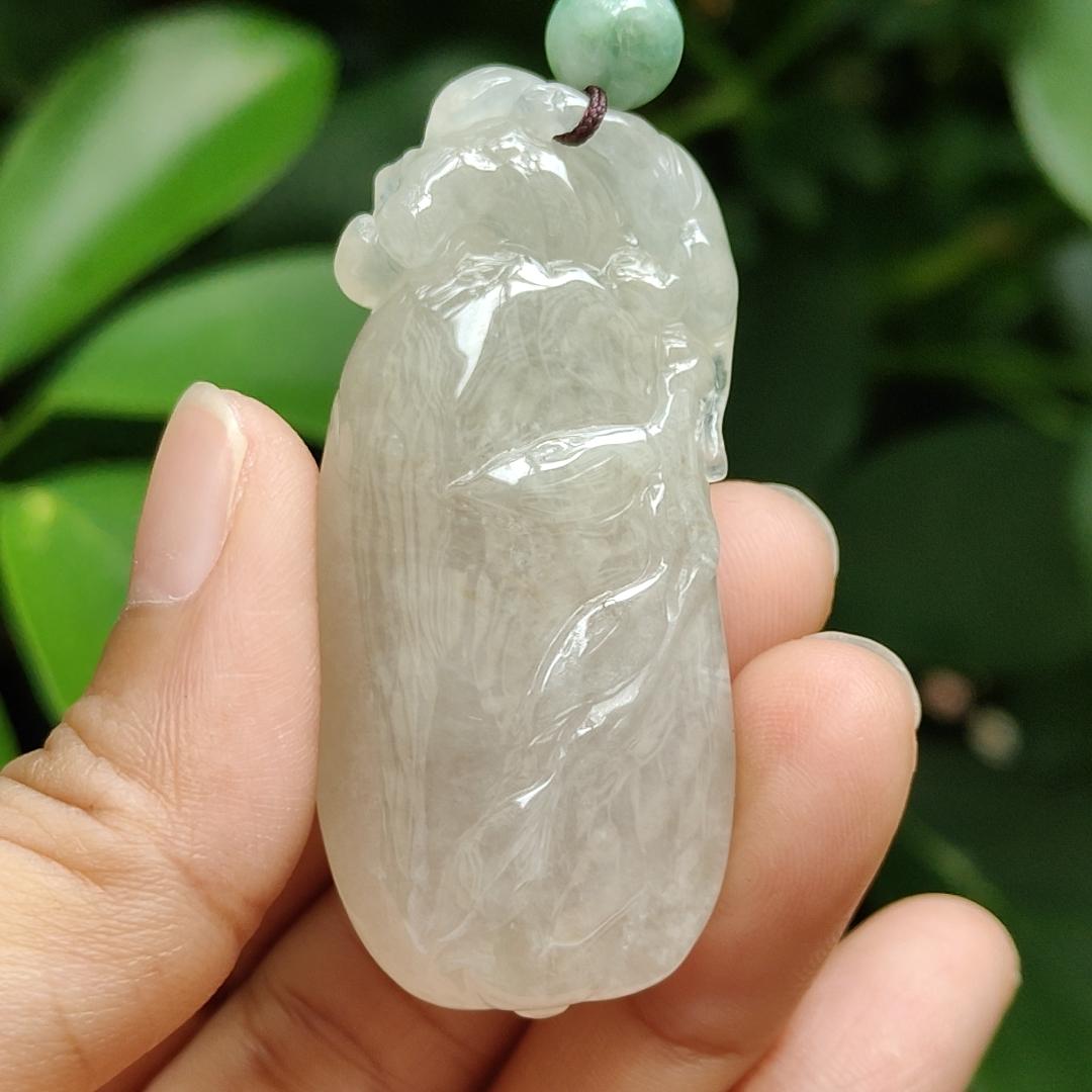 High Quality Brownish Yellow Icy Translucent Natural Type A Jadeite Jade crafted with Monkey as Pendant, certificate weighs 31.67 grams, measurement 53 * 23.6 * 13 mm (pendant295) Yi Pin Qian