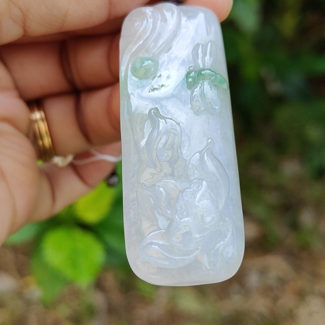 Line of Green Crafted with Very Refreshing Unique Rare Dragonfly with Flower Natural Type A Jadeite Pendant come with certificate weight 26.84 grams, 57.20 * 21.70 * 11.80 mm suitable for daily wear (pendant114) Yi Pin Qian