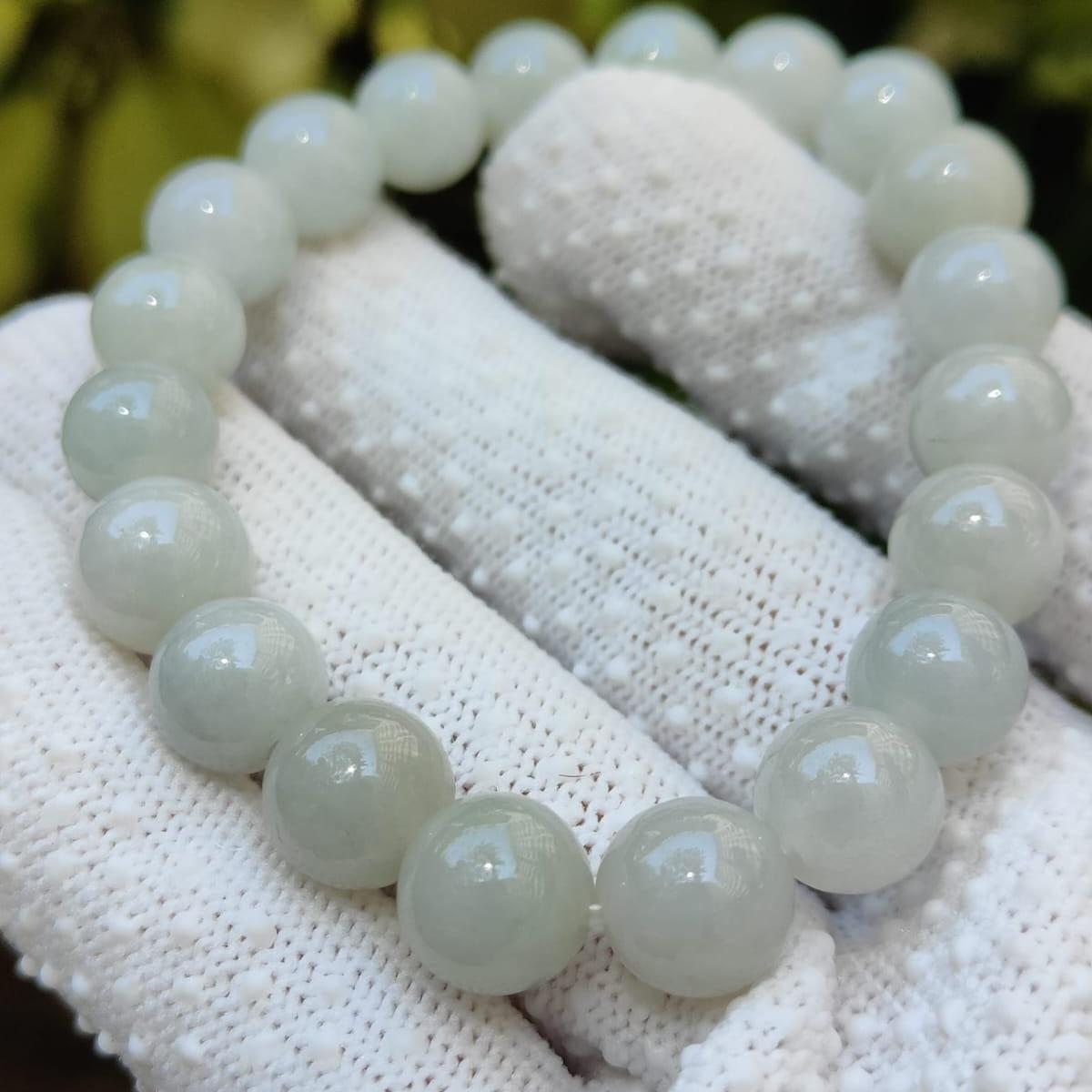 Ethereal Light Green Jadeite Harmony Bracelet – 10mm Round Beads, Certified Natural Type A (Sku: bracelet59)