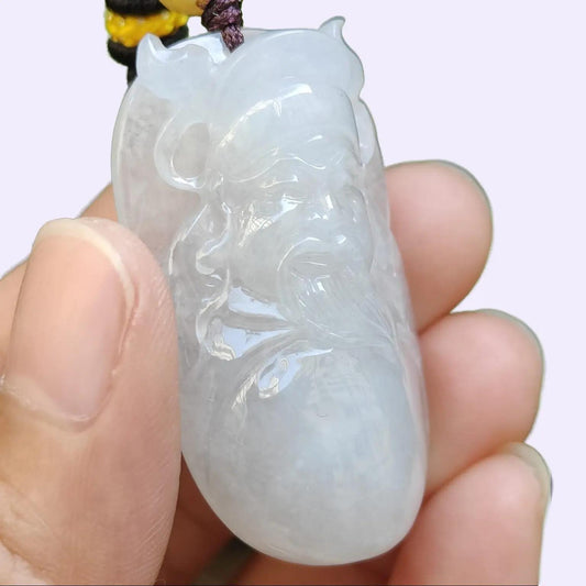 #Sold - Fortune God Pendant Natural Type A Jadeite Jade certificate weighs 15.35 grams, measurement 40.3 * 22.8 * 9.5 mm (pendant395)