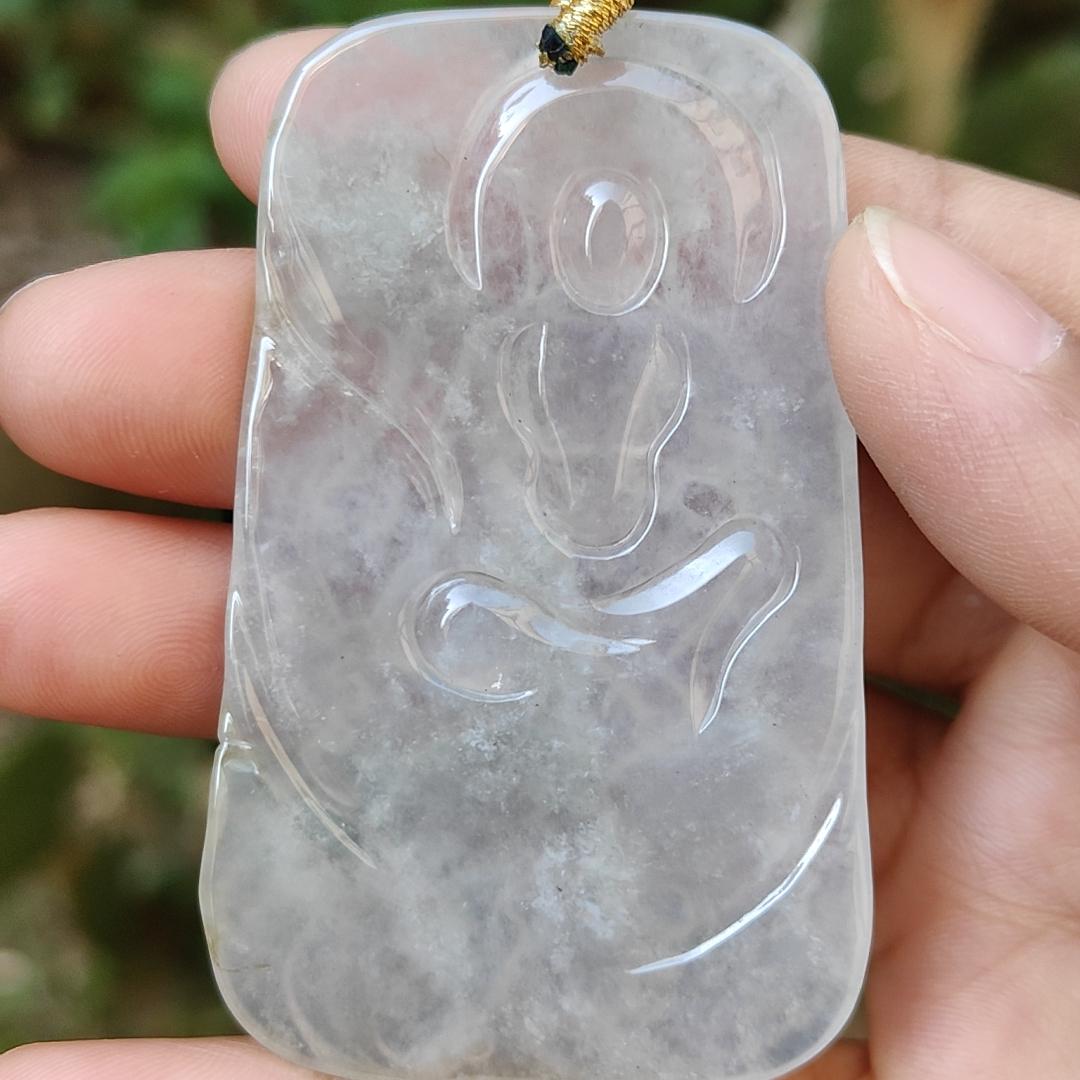 High Quality Icy Translucent Natural Type A Jadeite Jade crafted as Bodhisattva Pendant, certificate weighs 29.9 grams, measurement 64.5 * 40.3 * 5.5 mm (pendant286) Yi Pin Qian