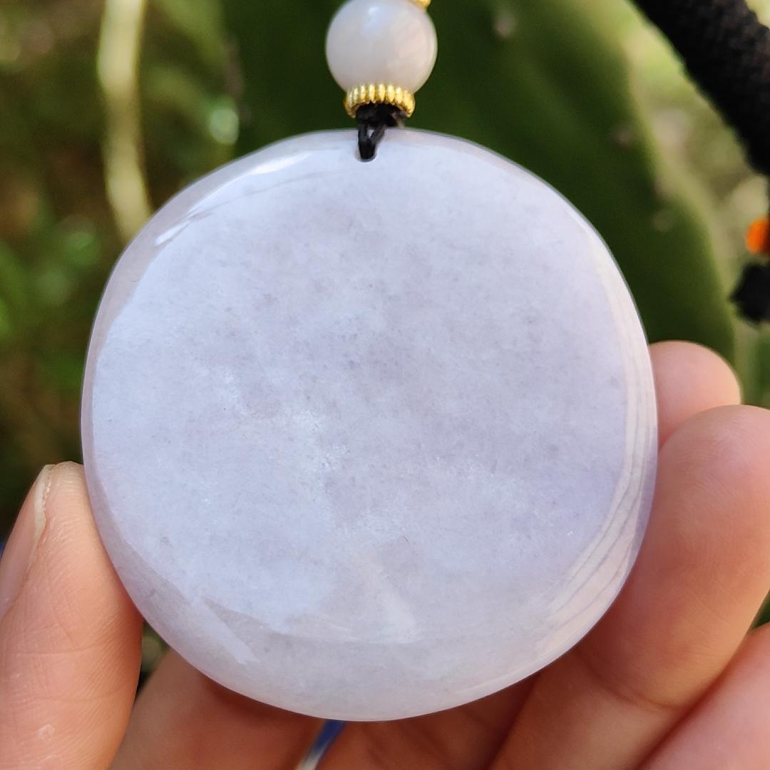 Light Lavender Qilin Natural Type A Jadeite Pendant with certificate weigh 51.04 grams, 51.3 * 46.6 * 12 mm, symbols of Auspicious, peaceful, and happy, suitable for daily wear (pendant62) Yi Pin Qian