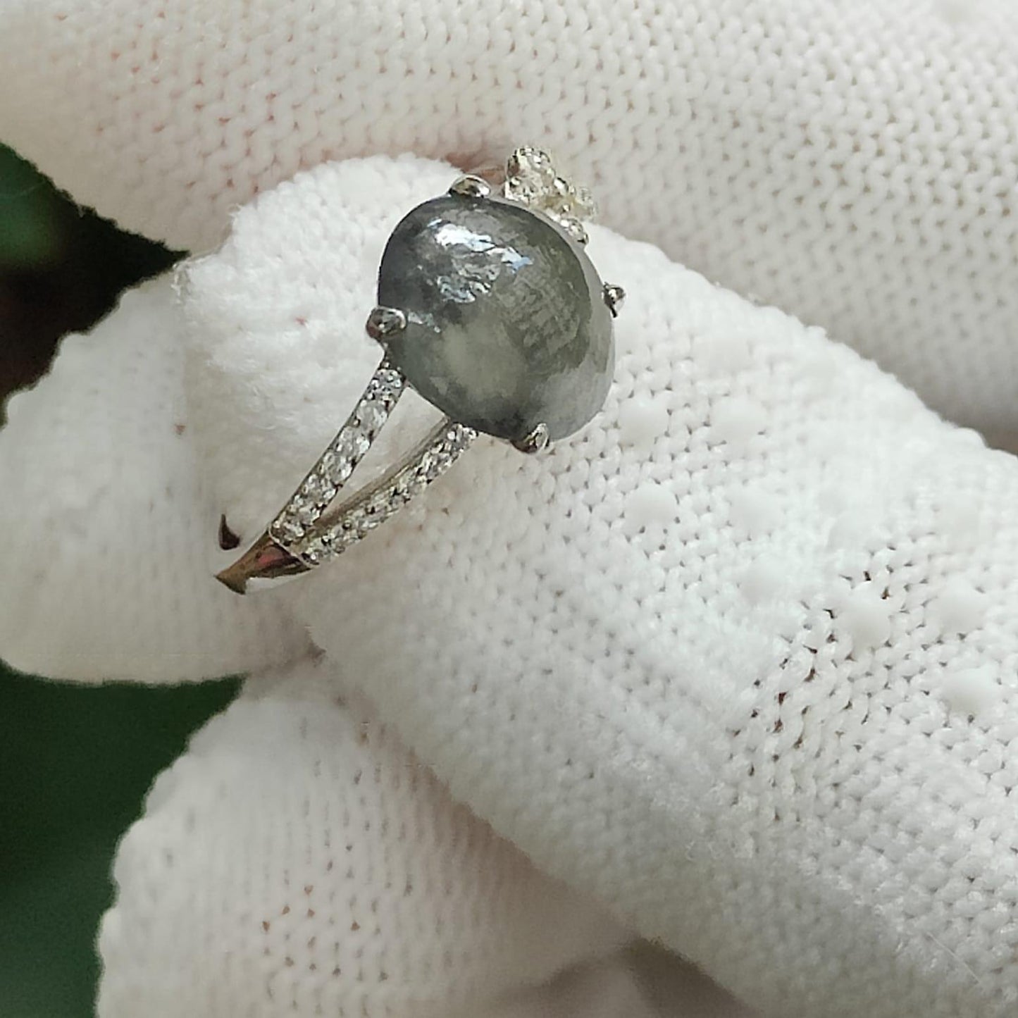 🪨💧🌀 Natural Type A Black Jadeite Ring – Grounding Energy + Wealth Flow (Sku: s925ring37)