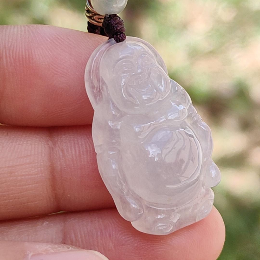 High Quality Natural Type A Jadeite Jade crafted as Standing Milo Buddha as Pendant, certificate weigh 6.38 grams, measurement 29.2 * 17.9 * 8.2 mm (pendant233) Yi Pin Qian