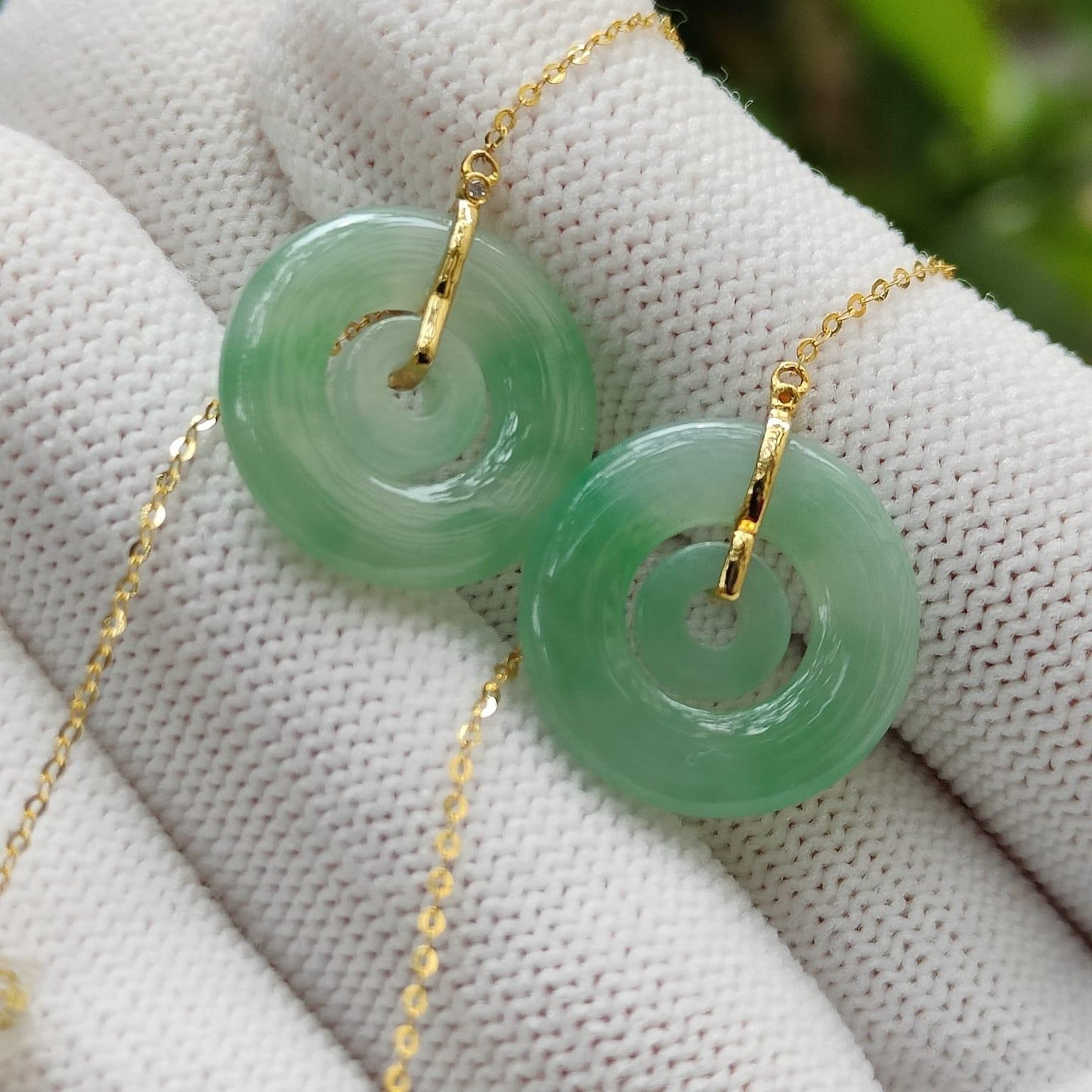 "Generational Current" Jade & Gold Earrings (Sku: 18k15) Yi Pin Qian Jadeites Jade Jewelry ~Your Precious Quintessential ~ Singapore