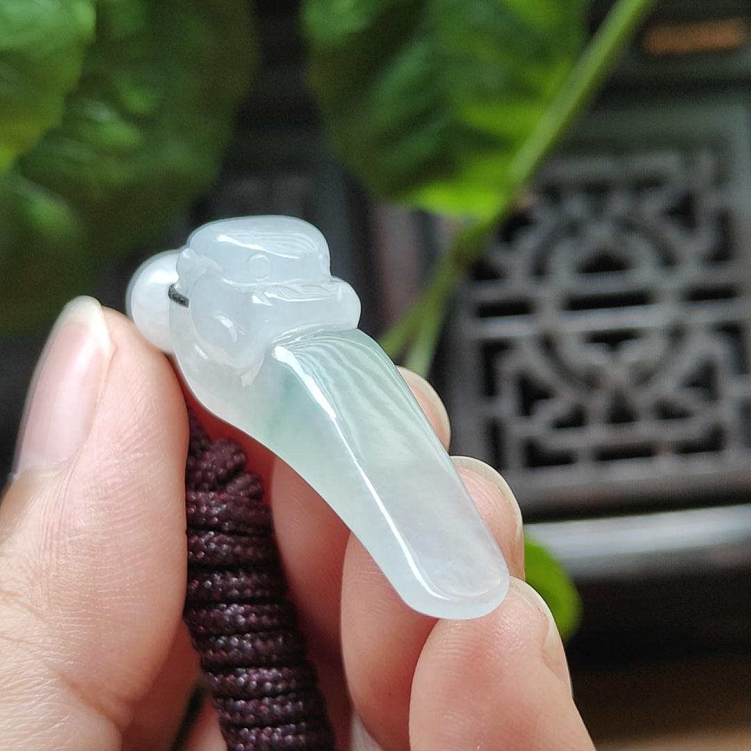 Crafted as Dragon Ruyi Pendant on Natural Type A Jadeite Jade certificate weighs 5.47 grams, measurement 33.7 * 12.8 * 8.1 mm (pendant374) Yi Pin Qian Jadeites Jade Jewelry ~Your Precious Quintessential ~ Singapore