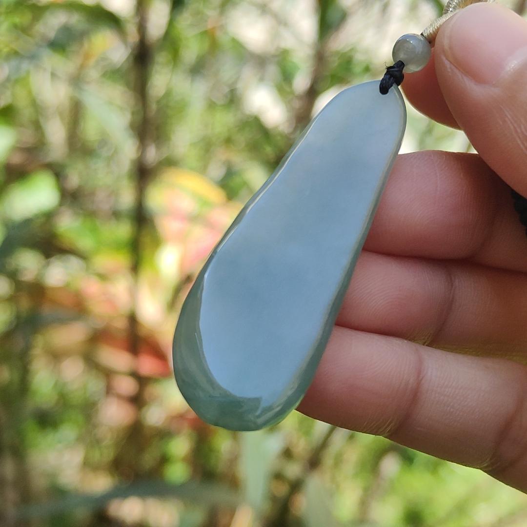 Light Green Natural Type A Jadeite Jade Pendant Necklace crafted with faceless Guanyin with QIC labs approved certificate weigh 11.82 grams, measurement 52 * 17.7 * 5.7 mm (pendant175) Yi Pin Qian