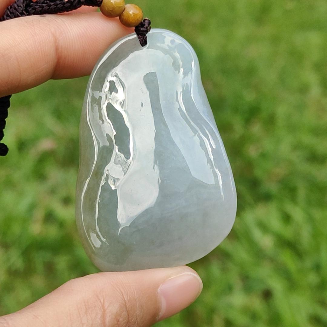 Light Green and Yellow Natural Type A Jadeite Jade Pendant Necklace crafted with Guanyin, certificate included weigh 34.84 grams, Measurement 52 * 35.9 * 11.1 mm (pendant176) Yi Pin Qian