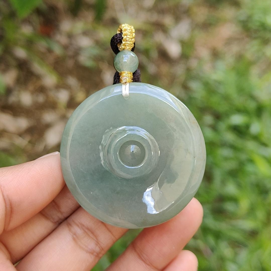 Premium Quality Light Green Natural Type A Jadeite Jade Pendant Necklace crafted with Old School Style Dragon, certificate included weigh 29.48 grams, measurement 42 * 42 * 11 (pendant174) Yi Pin Qian