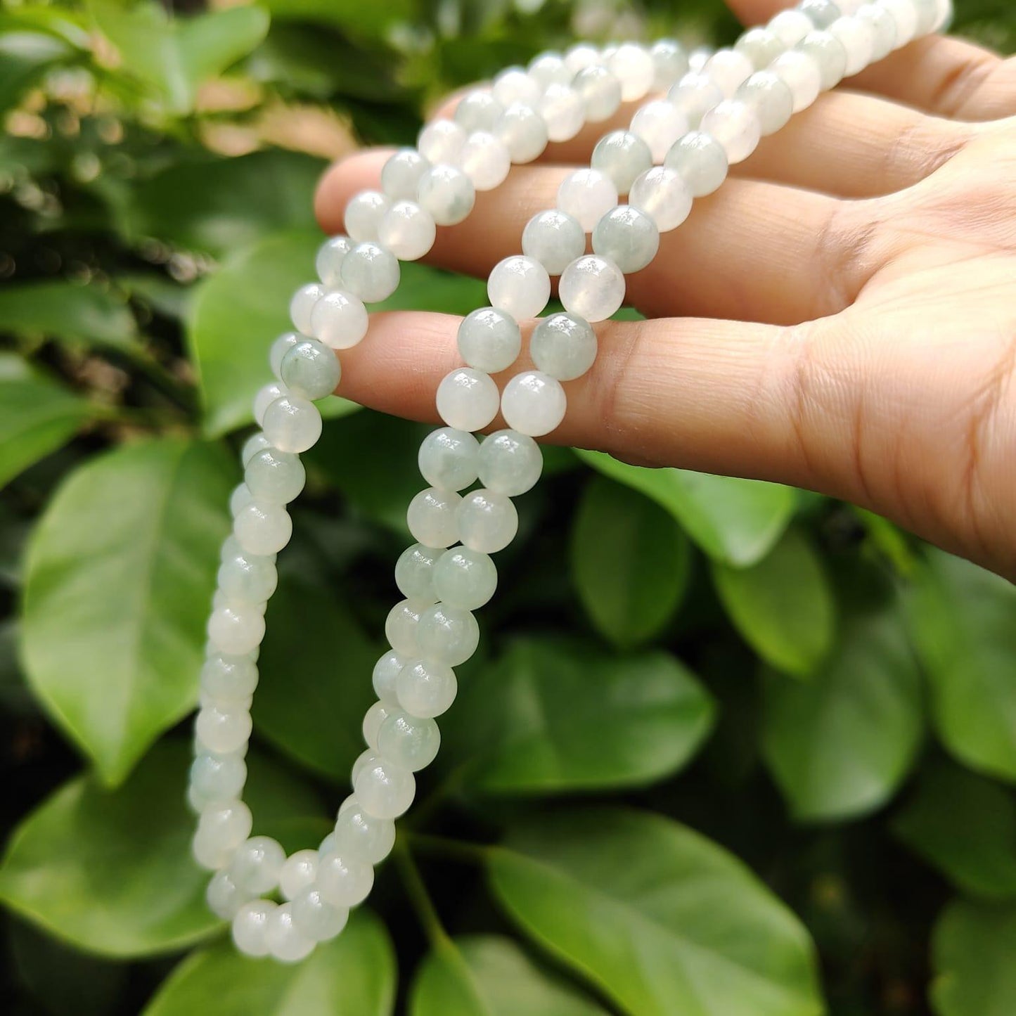 High Quality Good Translucent Natural Type A Jadeite Jade crafted as 112 beads with 99% perfection as Bracelet or Necklace certificate weighs 52.21 grams, measurement 6.6 mm (bracelet28) Yi Pin Qian