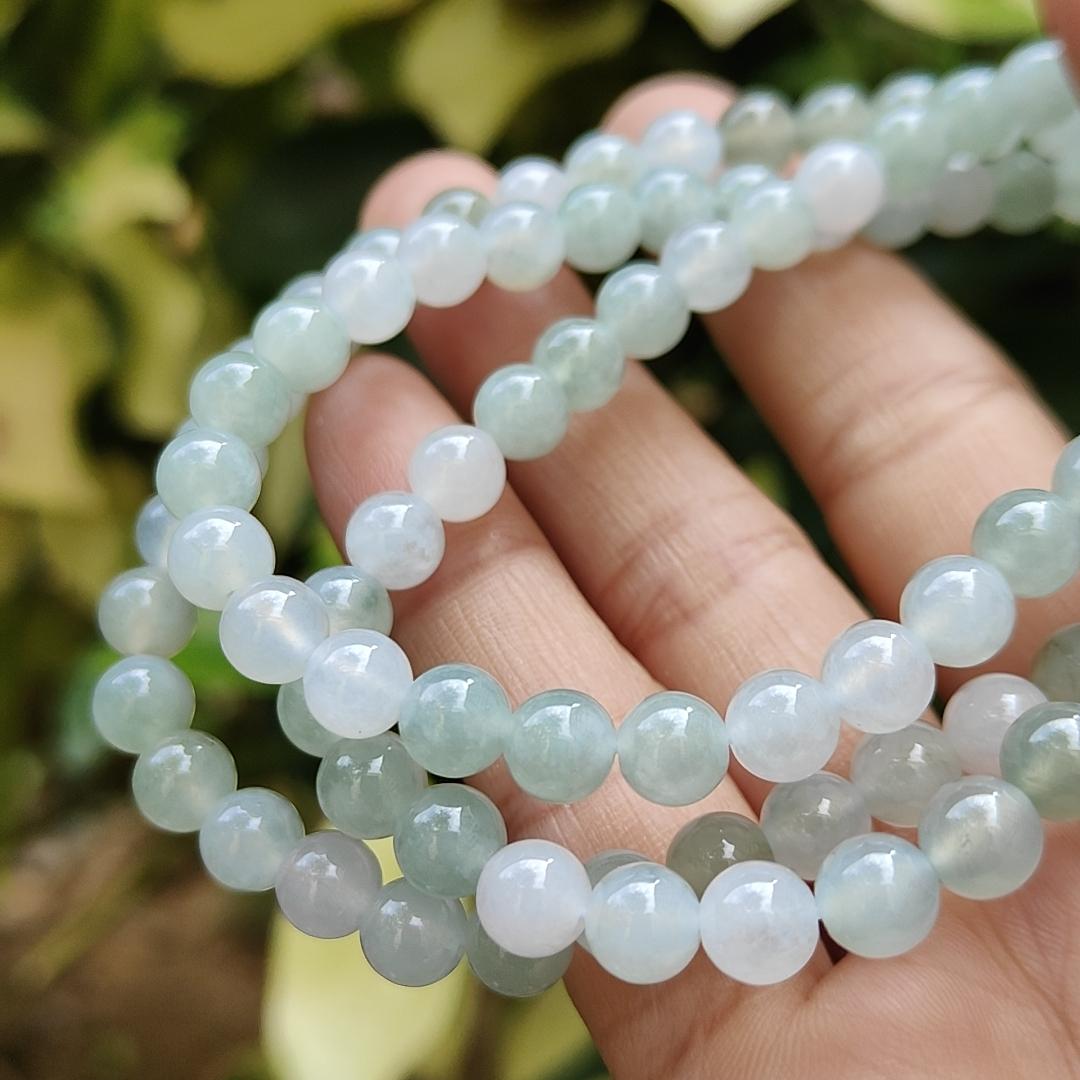 108 * 6.3 mm round beads - 98% Perfect - on Hight Quality Natural Type A Jadeite Jade as bracelet, necklace certificate weighs 50.76 grams (bracelet35) Yi Pin Qian Jadeites Jade Jewelry ~Your Precious Quintessential ~ Singapore