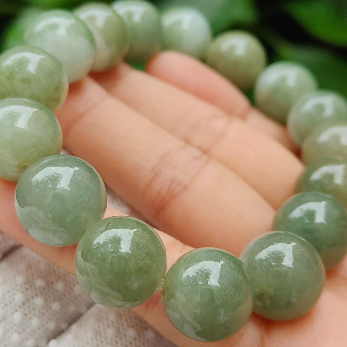 Natural Type A Jadeite Bead Bracelet – 16-Piece 13.88mm Beads, QIC Certified, Timeless Luxury (bracelet42) Yi Pin Qian Jadeites Jade Jewelry ~Your Precious Quintessential ~ Singapore