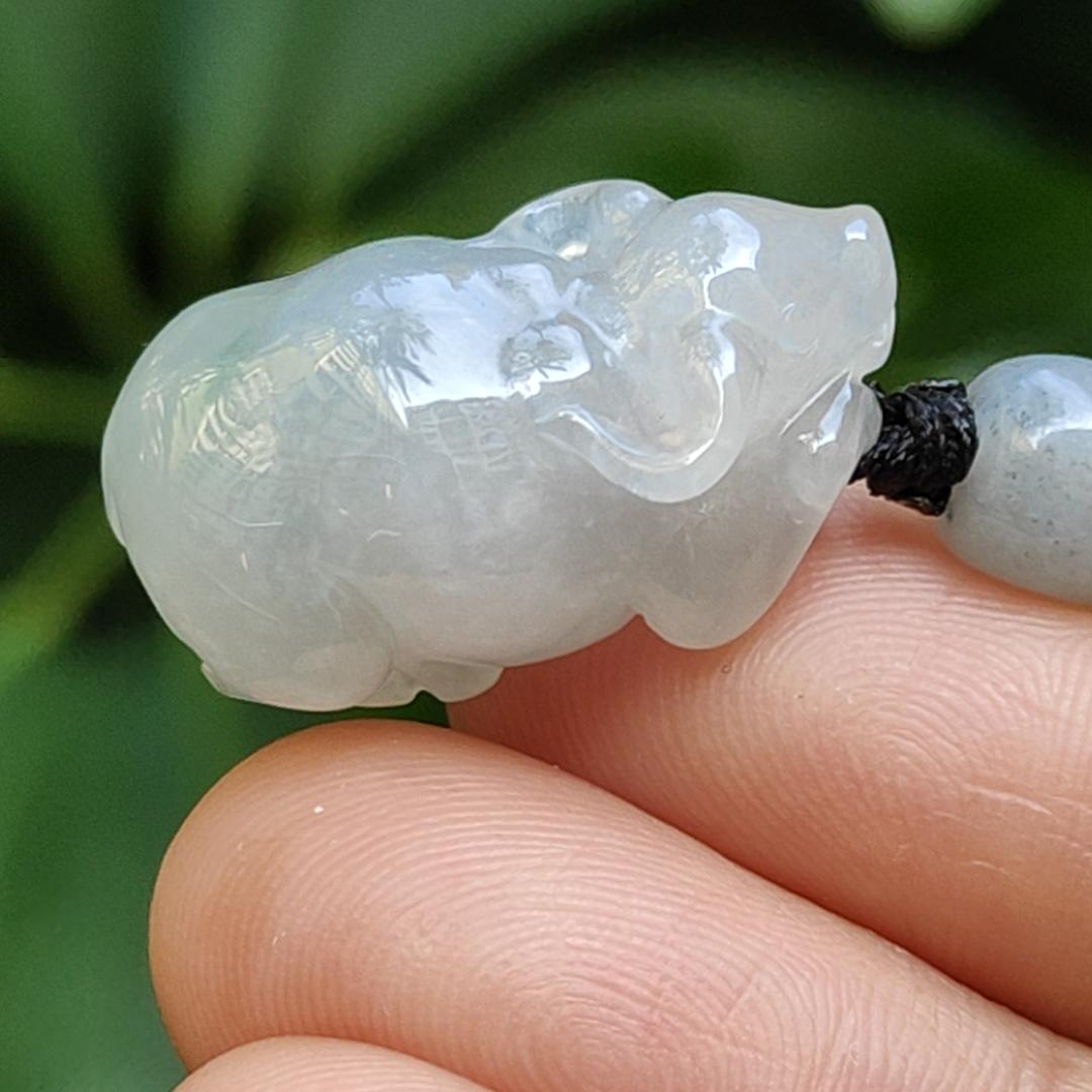 Crafted as Small Cow with Semi Icy Translucent Quality Natural Type A Jadeite Jade as Pendant Necklace, QIC Labs approved certificate weighs 7.15 grams, measurement 22.5 * 13.2 * 12 mm (pendant308) Yi Pin Qian Jadeites Jade Jewelry ~Your Precious Quintessential ~ Singapore