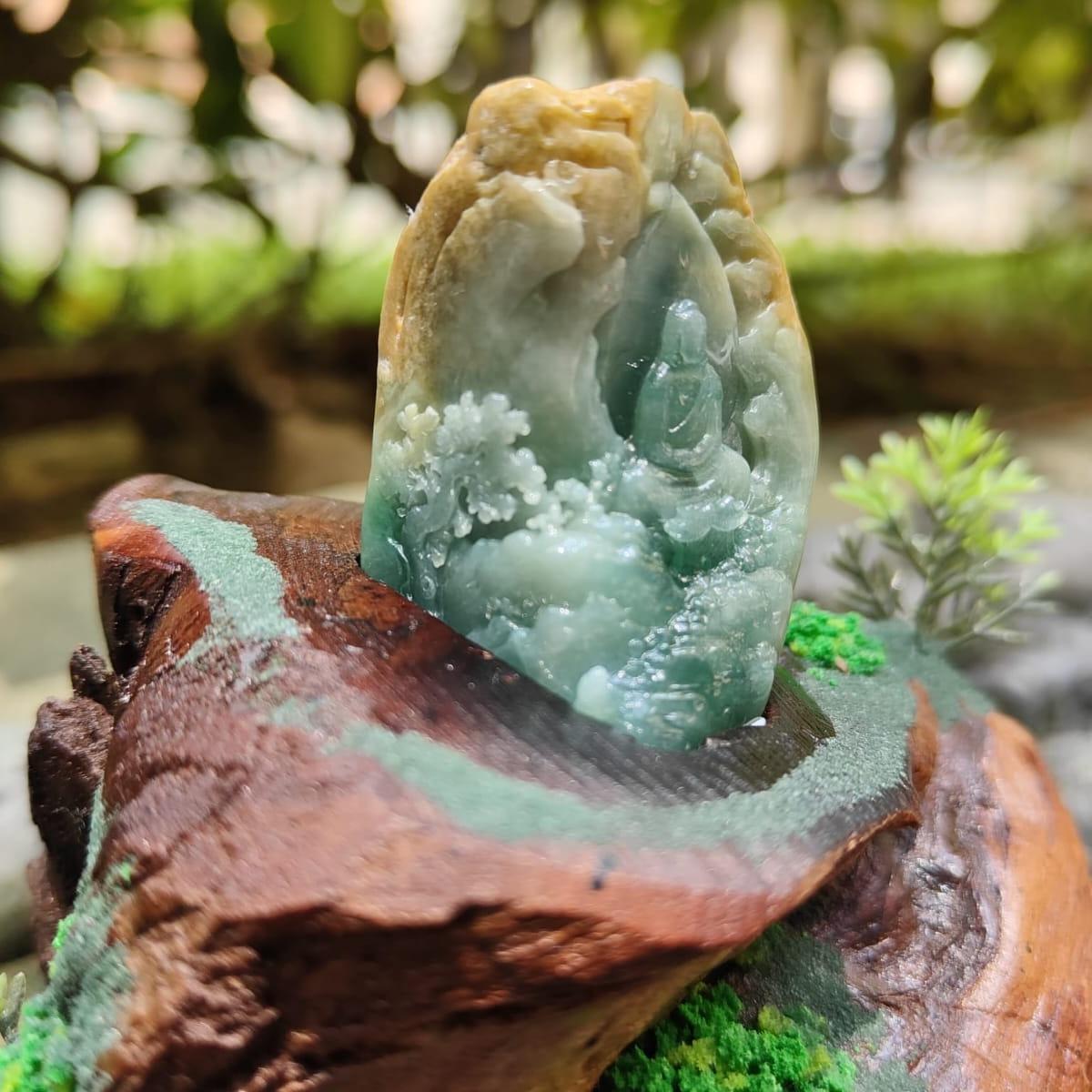 🌱🔥🪨💧🌀 Five-Element Blessings | Natural Type A Jadeite Zen Display (Sku: hand15)