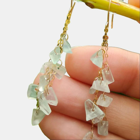 "Golden Equilibrium" 18K Ice Jade Earrings (Sku: 18k12) Yi Pin Qian Jadeites Jade Jewelry ~Your Precious Quintessential ~ Singapore