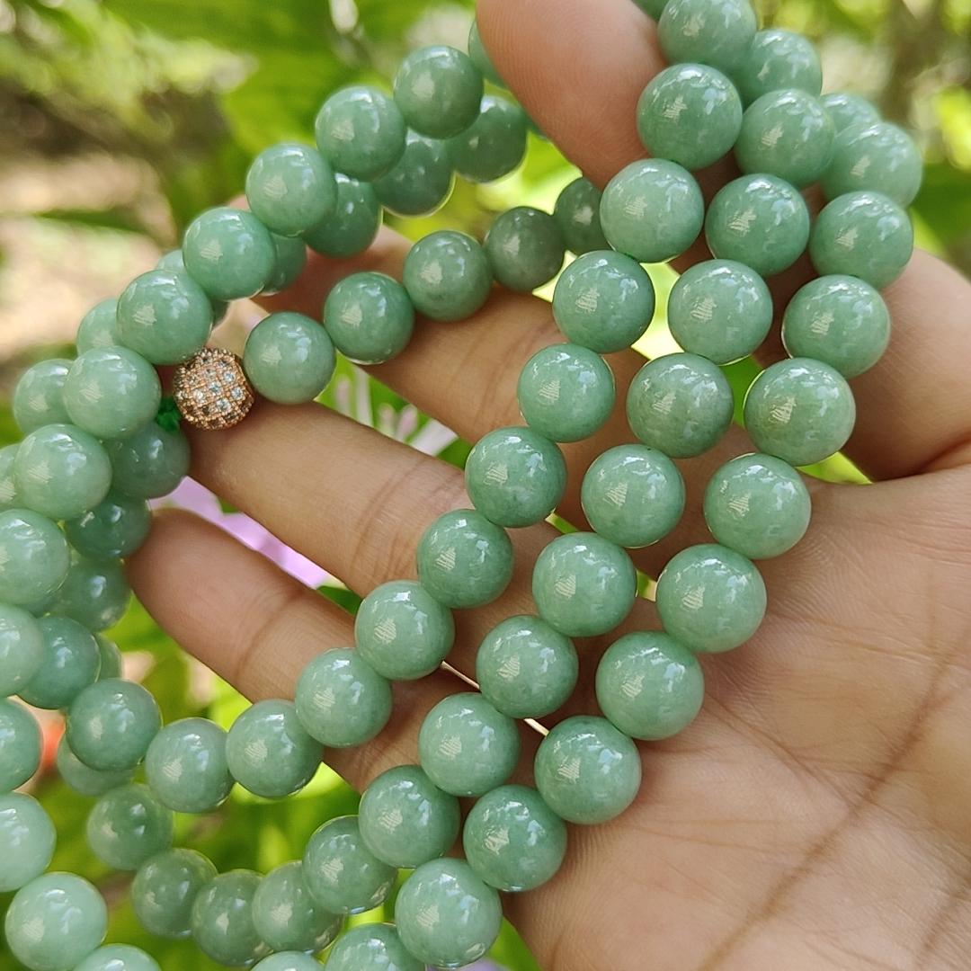 82 Green 9mm Beads Natural Type A jadeite Jade as Necklace or Bracelet certificate weighs 103.22 grams - 90 % Perfect (bracelet39) Yi Pin Qian Jadeites Jade Jewelry ~Your Precious Quintessential ~ Singapore