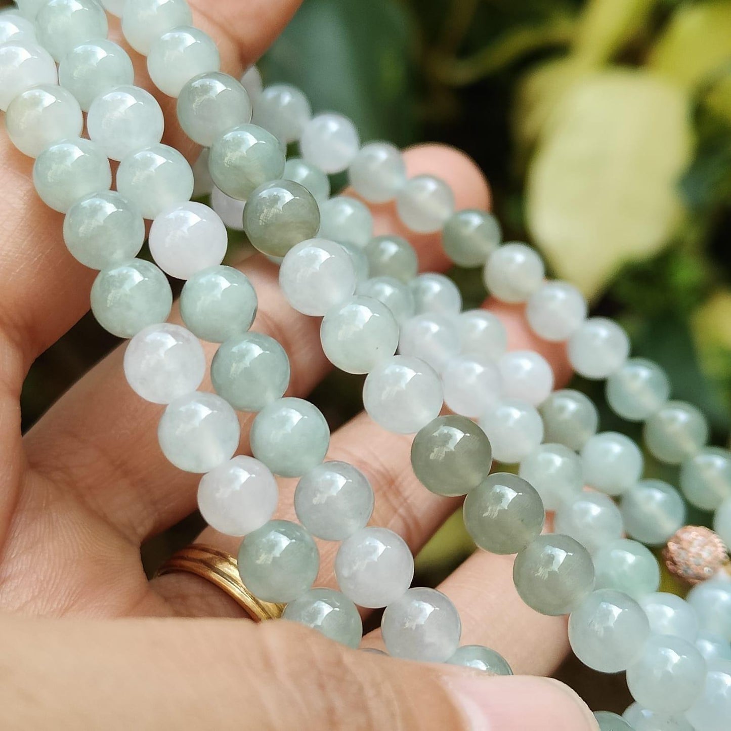 108 * 6.3 mm round beads - 98% Perfect - on Hight Quality Natural Type A Jadeite Jade as bracelet, necklace certificate weighs 50.76 grams (bracelet35) Yi Pin Qian Jadeites Jade Jewelry ~Your Precious Quintessential ~ Singapore