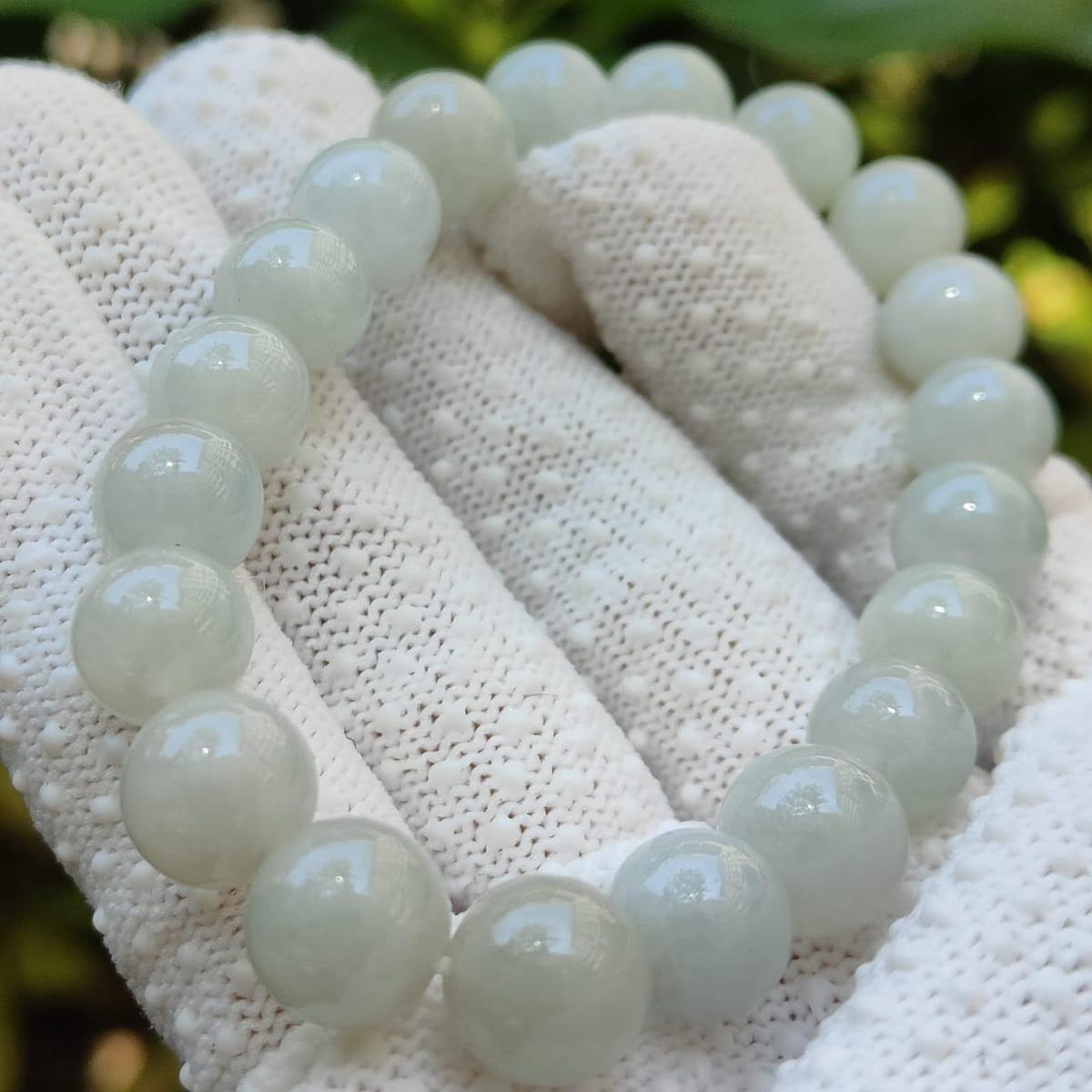 Ethereal Light Green Jadeite Harmony Bracelet – 10mm Round Beads, Certified Natural Type A (Sku: bracelet59)