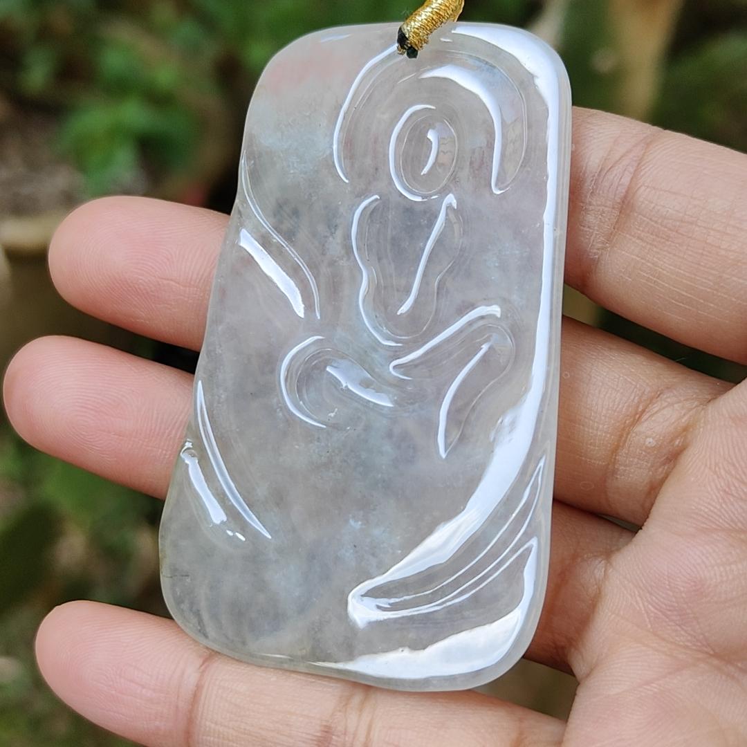 High Quality Icy Translucent Natural Type A Jadeite Jade crafted as Bodhisattva Pendant, certificate weighs 29.9 grams, measurement 64.5 * 40.3 * 5.5 mm (pendant286) Yi Pin Qian