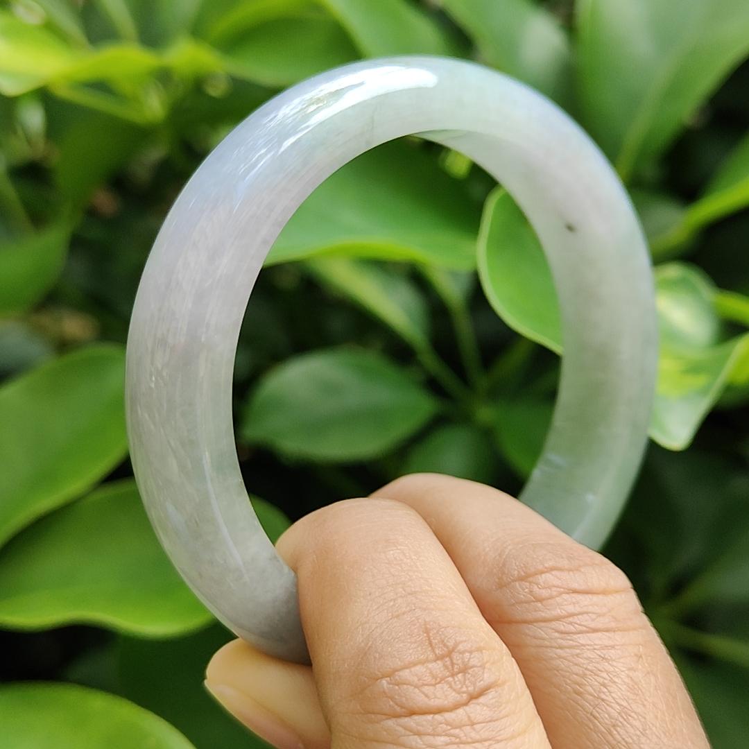High Quality Light Lavender, Light Green Natural Type A Jadeite Jade Peace Bangle Wrist Size 53.7 mm, certificate weighs 55.94 grams, Width 13.2 Thickness 8 mm (bangle10) Yi Pin Qian Jadeites Jade Jewelry ~Your Precious Quintessential ~ Singapore