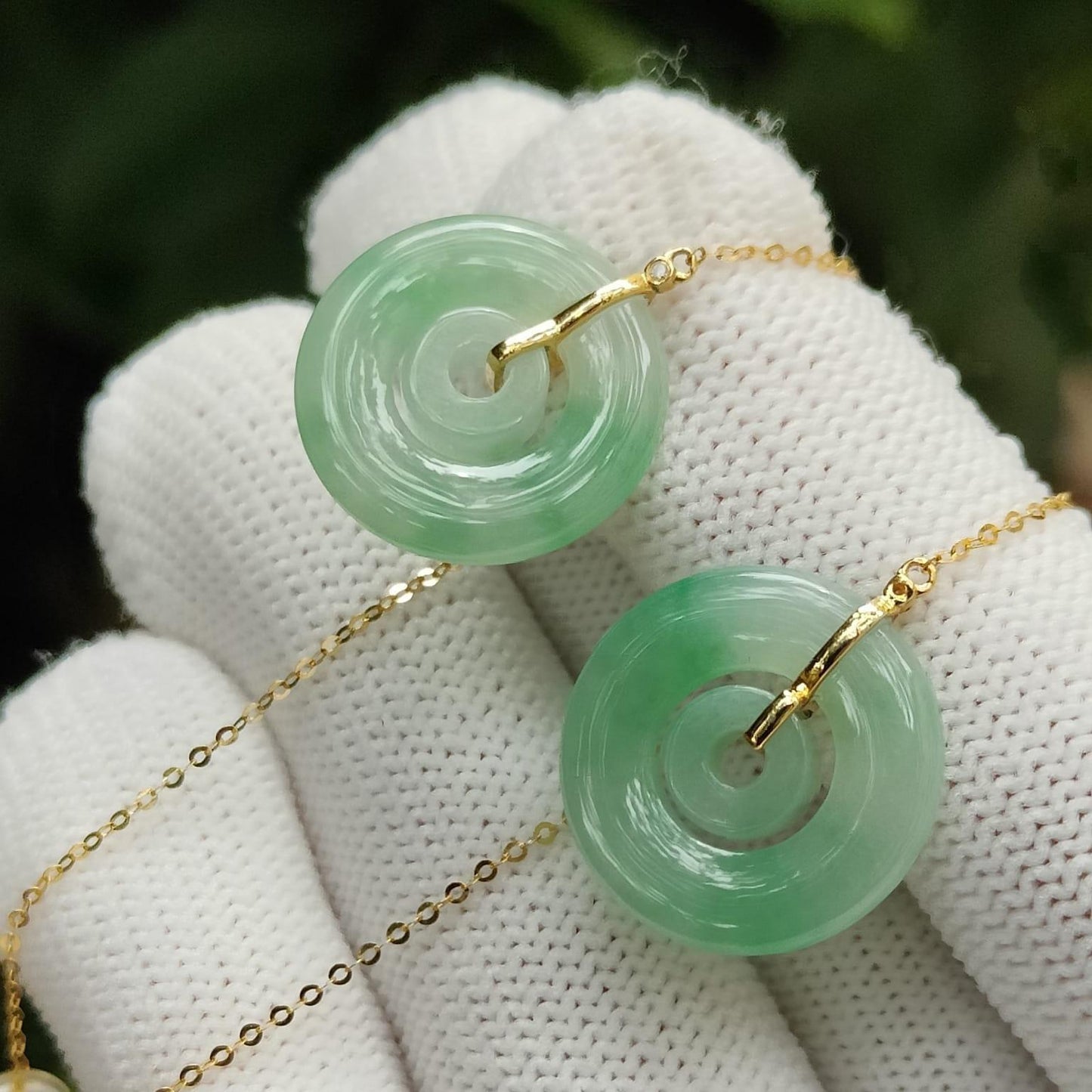 "Generational Current" Jade & Gold Earrings (Sku: 18k15) Yi Pin Qian Jadeites Jade Jewelry ~Your Precious Quintessential ~ Singapore