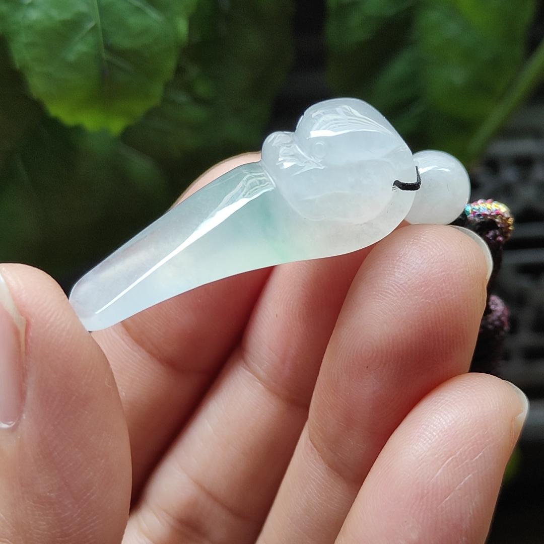 Crafted as Dragon Ruyi Pendant on Natural Type A Jadeite Jade certificate weighs 5.47 grams, measurement 33.7 * 12.8 * 8.1 mm (pendant374) Yi Pin Qian Jadeites Jade Jewelry ~Your Precious Quintessential ~ Singapore