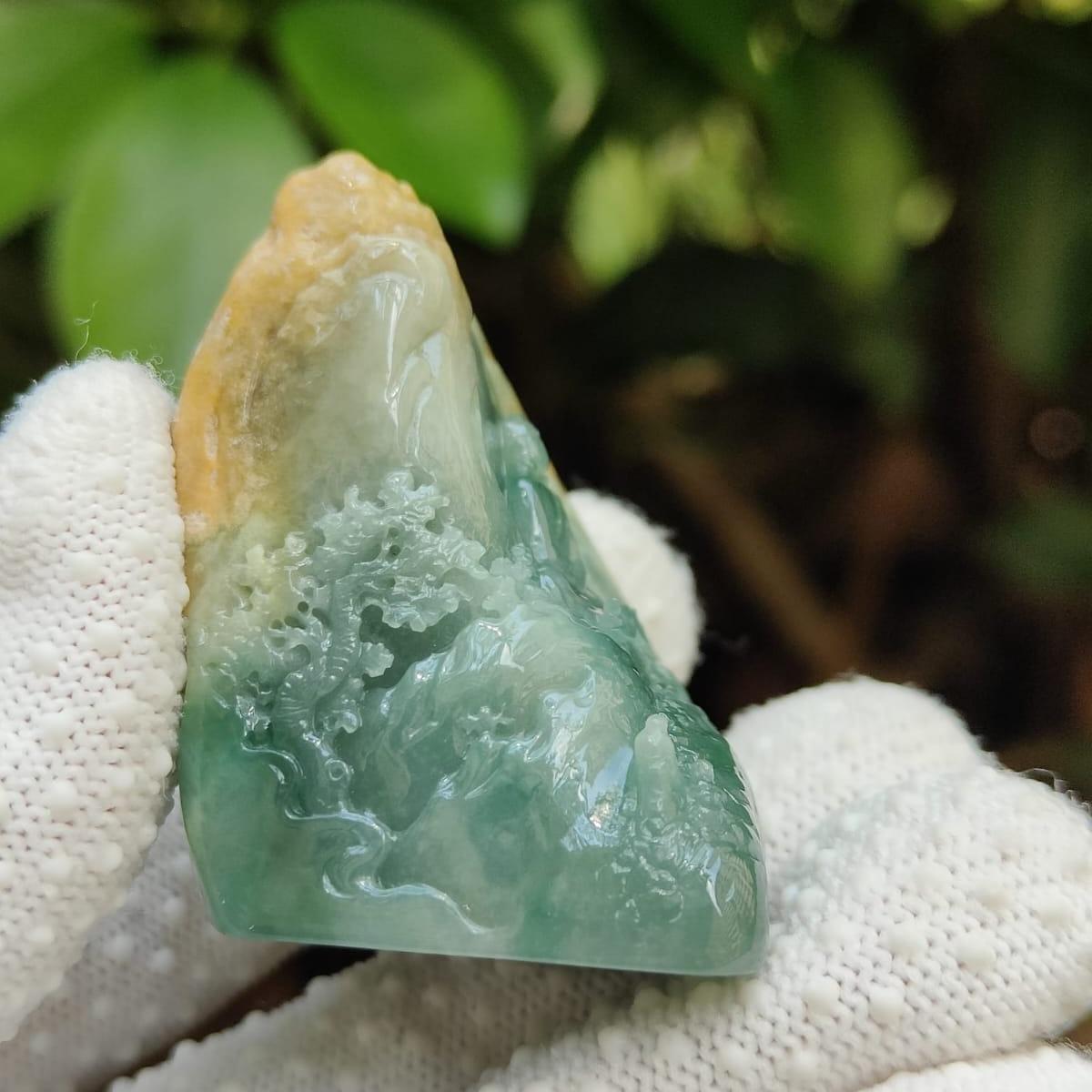 🌱🔥🪨💧🌀 Five-Element Blessings | Natural Type A Jadeite Zen Display (Sku: hand15)