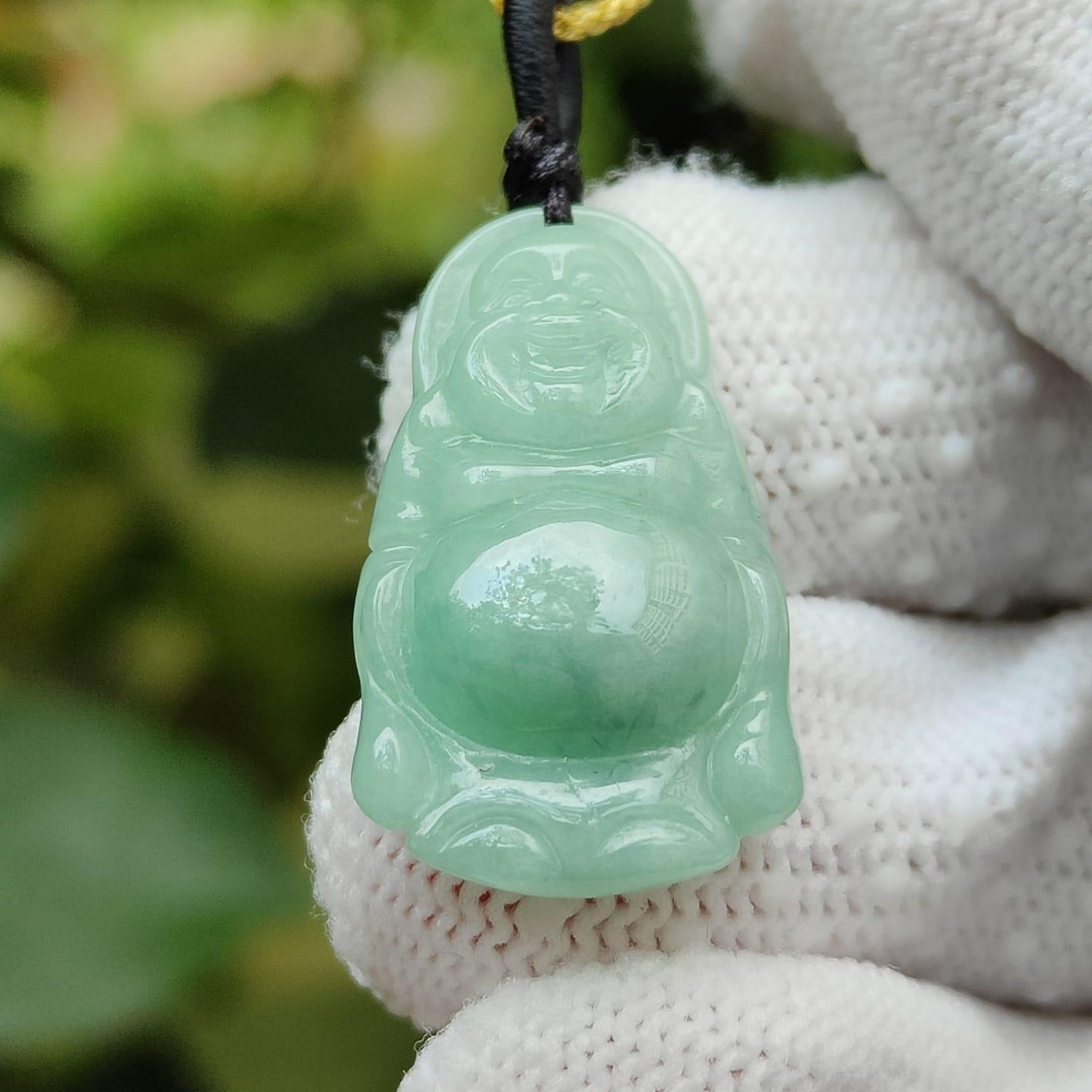 Natural Type A Jadeite Laughing Buddha Pendant 🌱🪨 | Office Feng Shui Essential for Decision-Makers (Sku: pendant443)