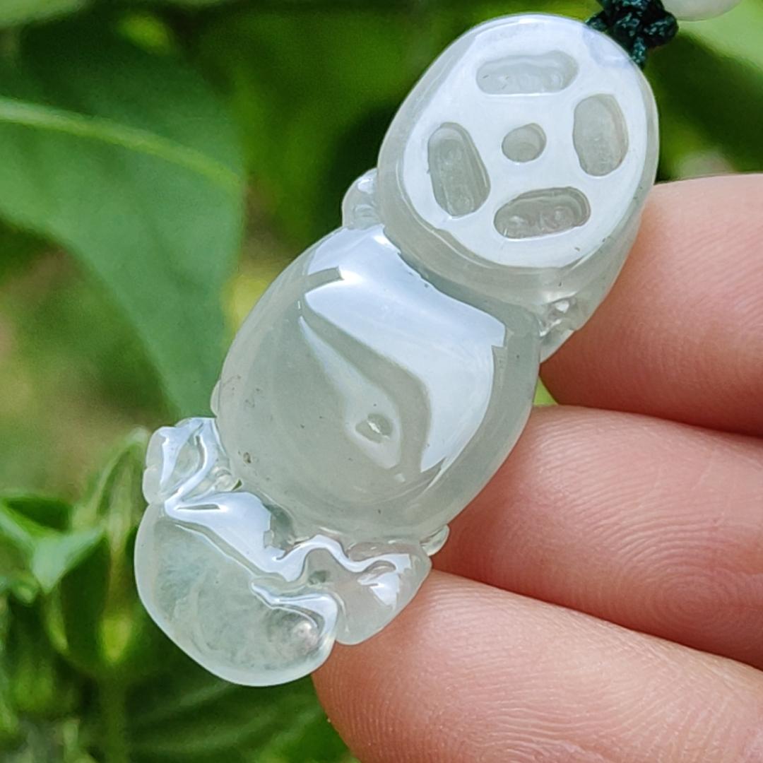 High Quality Icy Translucent Natural Type A Jadeite Jade crafted with Pixiu as Pendant, certificate weighs 6.86 grams, measurement 36.5 * 14.5 * 7.6 mm (pendant261) Yi Pin Qian