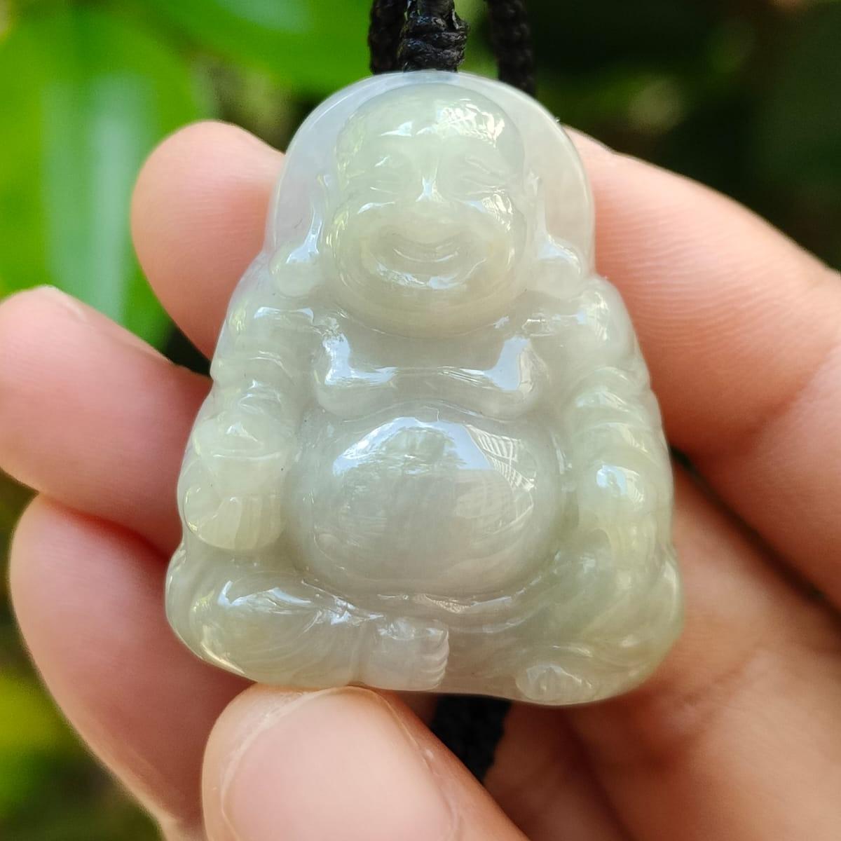 Laughing Buddha Natural Type A Jadeite Pendant 🌱💧 | Feng Shui Luck + Zi Wei Dou Shu Approved (Sku: pendant446)