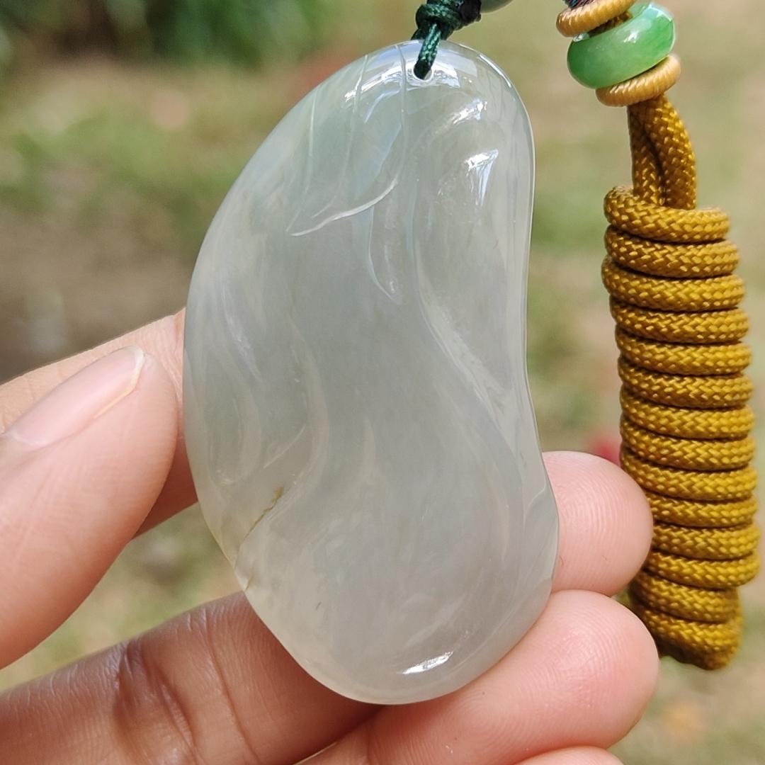 High Quality Icy Translucent Natural Type A Jadeite Jade crafted with God of Fortune as Pendant, certificate weighs 24.19 grams, measurement 48.8 * 27.3 * 10 mm (pendant274) Yi Pin Qian