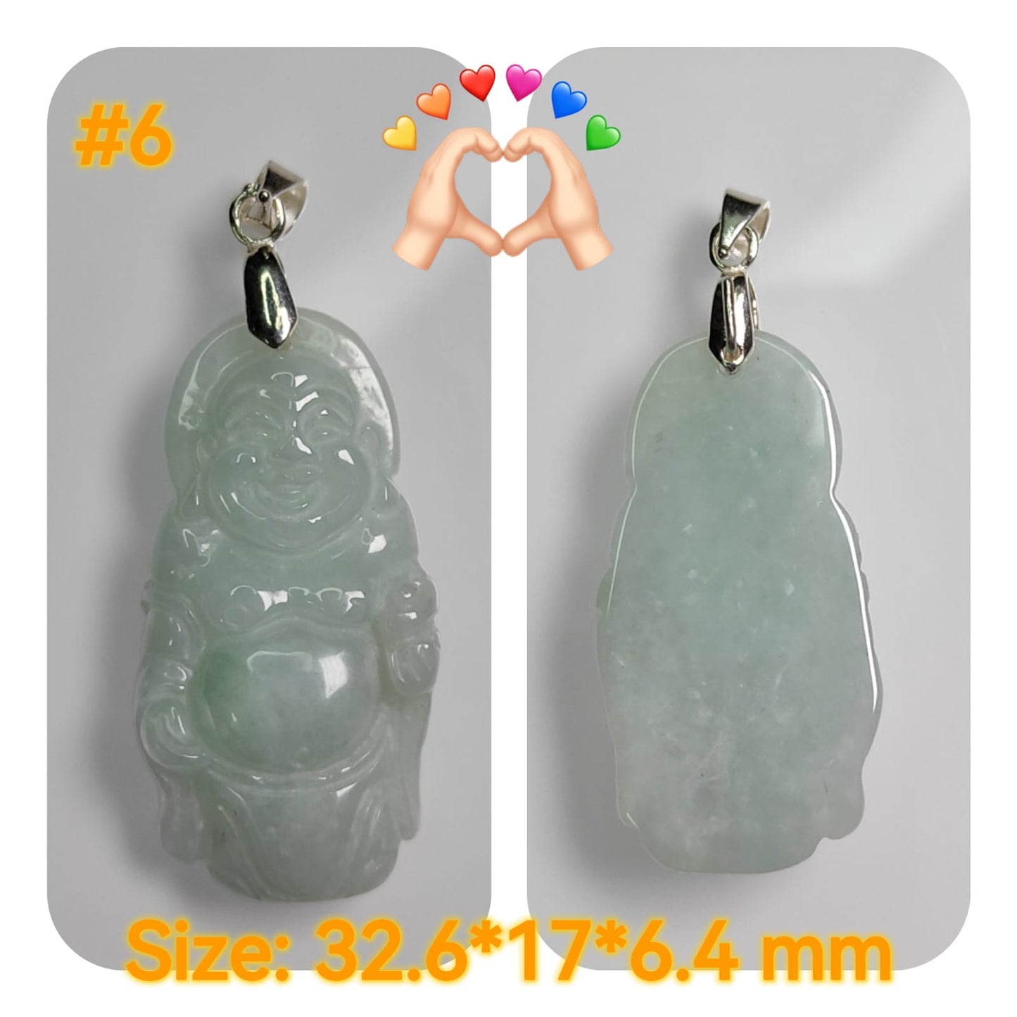Casual Daily Wear - Natural Type A Jadeite Jade - crafted as Standing buddha to use as a Pendant - No Certitficate - with S990 Clasp (Choose #1 to #8) #6