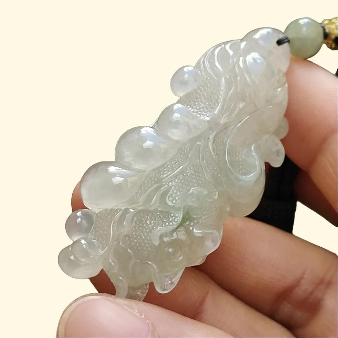 High-Quality Icy Translucent with Light Green Natural Type A Jadeite Jade crafted as Cabbage, Pendant certificate weighs 24.55 grams, measurement 56.3 * 24.6 * 12.6 (pendant272) Yi Pin Qian