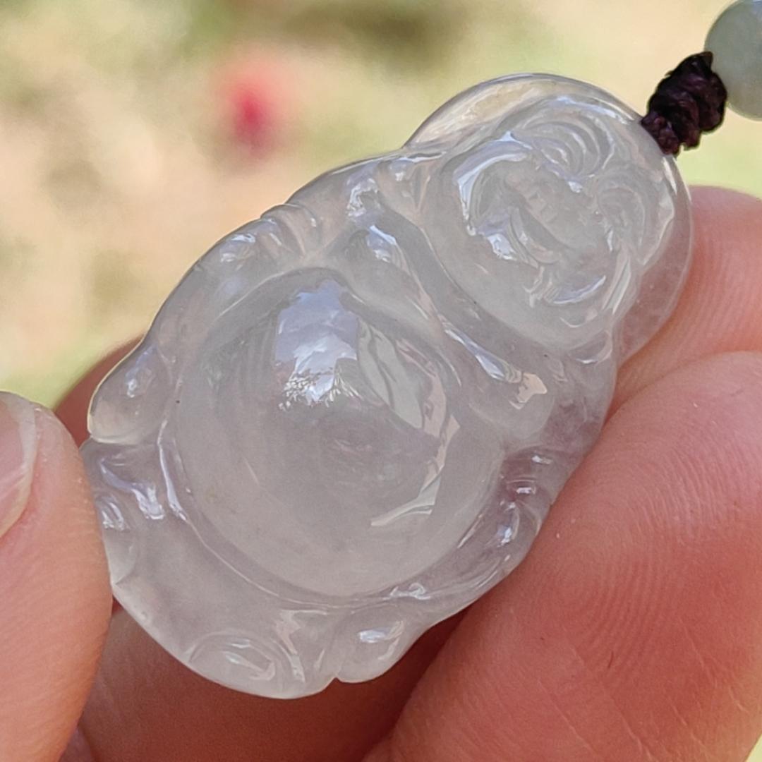 High Quality Natural Type A Jadeite Jade crafted as Standing Milo Buddha as Pendant, certificate weigh 6.38 grams, measurement 29.2 * 17.9 * 8.2 mm (pendant233) Yi Pin Qian