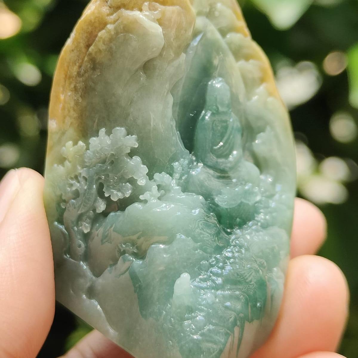 🌱🔥🪨💧🌀 Five-Element Blessings | Natural Type A Jadeite Zen Display (Sku: hand15)