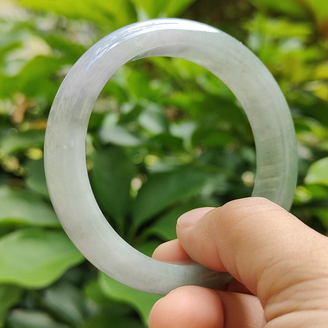 High Quality Light Lavender, Light Green Natural Type A Jadeite Jade Peace Bangle Wrist Size 53.7 mm, certificate weighs 55.94 grams, Width 13.2 Thickness 8 mm (bangle10) Yi Pin Qian Jadeites Jade Jewelry ~Your Precious Quintessential ~ Singapore