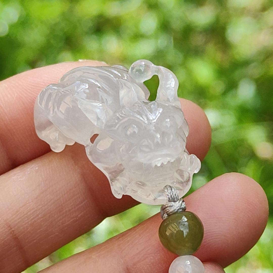 Special Offer Icy Translucent crafted as Pixiu Natural Type A Jadeite Pendant Necklace with certificate weigh 9.39 grams, 30 * 16.3 * 13.4 mm, symbols of Bring in money, keep you safe and healthy, suitable for daily wear or collection (pendant45) Yi Pin Qian