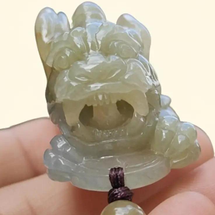 Authentic High Quality Light Green and Brown Natural Type-A Jadeite-Jade crafted as Pixiu for Pendant, certificate weighs 54.18 grams, measurement 56 * 25.2 * 26.2 mm (pendant303) Yi Pin Qian Jadeites Jade Jewelry ~Your Precious Quintessential ~ Singapore