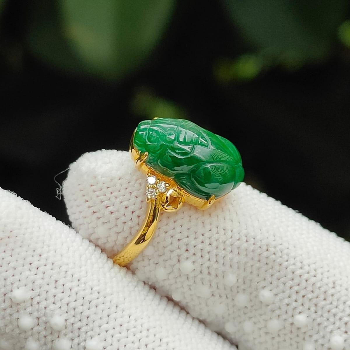Metal Element Pixiu Ring - Wealth Activation with Earth Balance (Sku: 18kring45) Yi Pin Qian Jadeites Jade Jewelry ~Your Precious Quintessential ~ Singapore