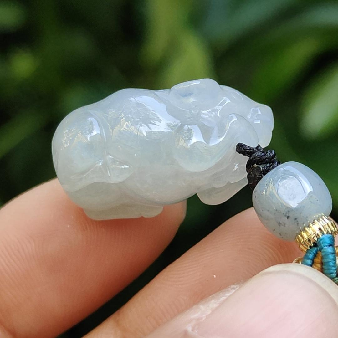 Crafted as Small Cow with Semi Icy Translucent Quality Natural Type A Jadeite Jade as Pendant Necklace, QIC Labs approved certificate weighs 7.15 grams, measurement 22.5 * 13.2 * 12 mm (pendant308) Yi Pin Qian Jadeites Jade Jewelry ~Your Precious Quintessential ~ Singapore